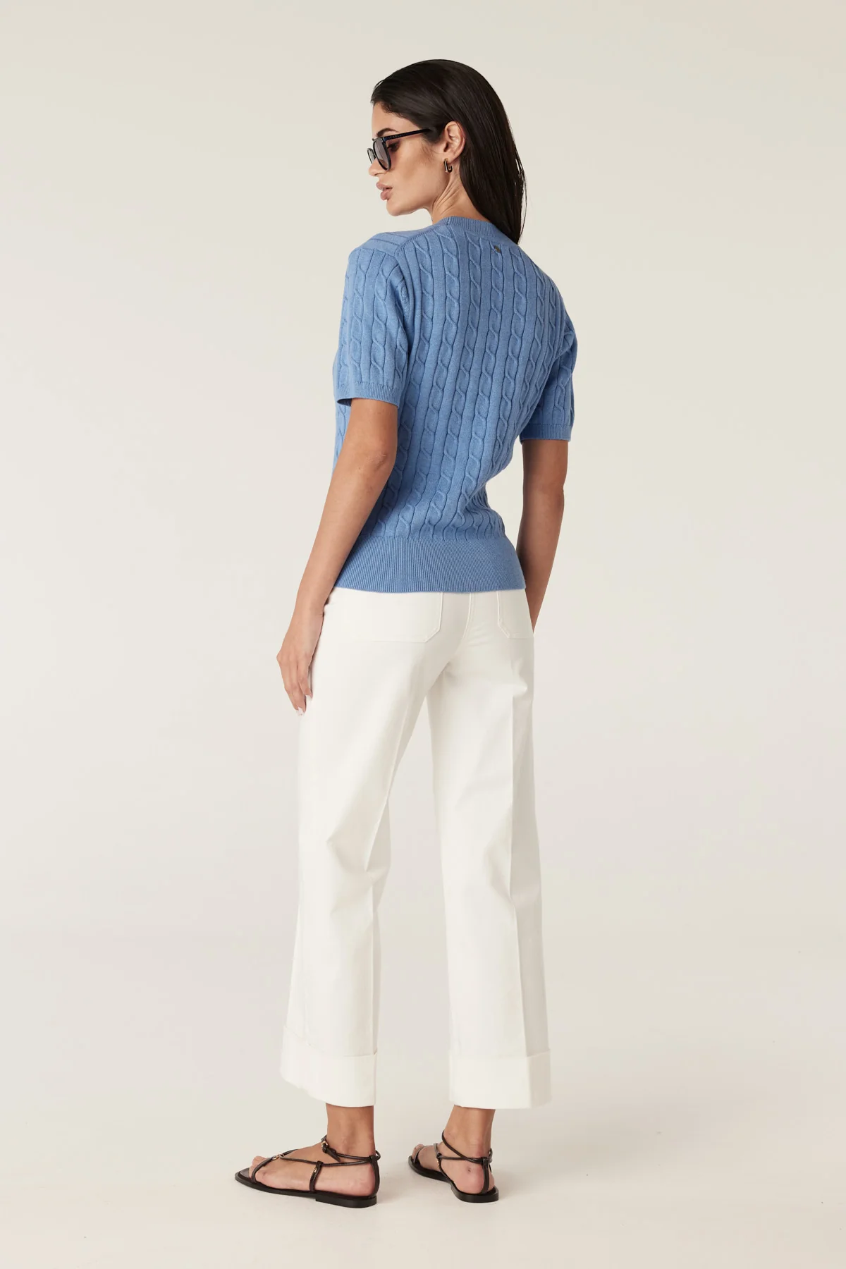 Heritage Cotton Cable Tee - Blue - Image 5