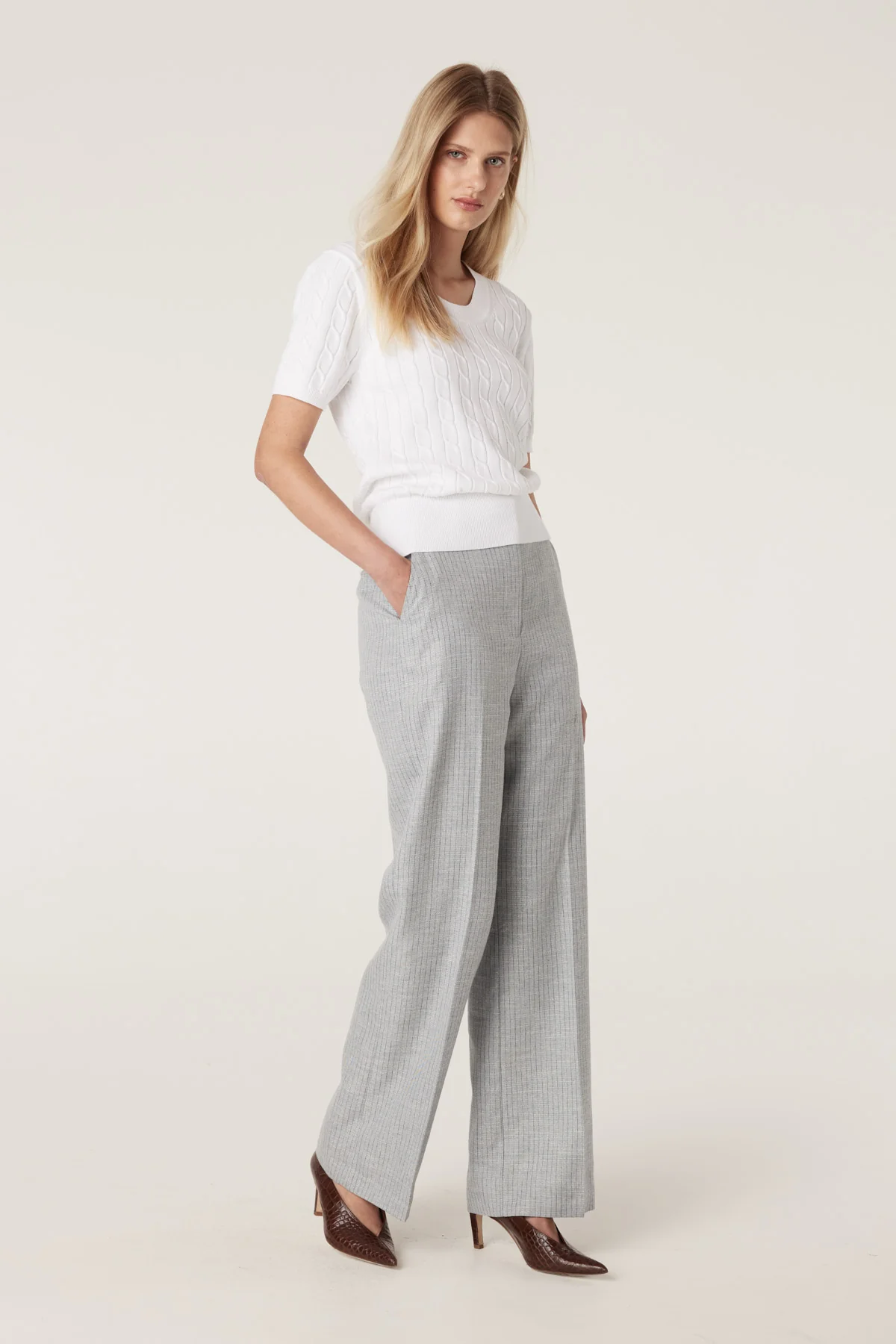 Heritage Cotton Cable Tee - White - Image 4