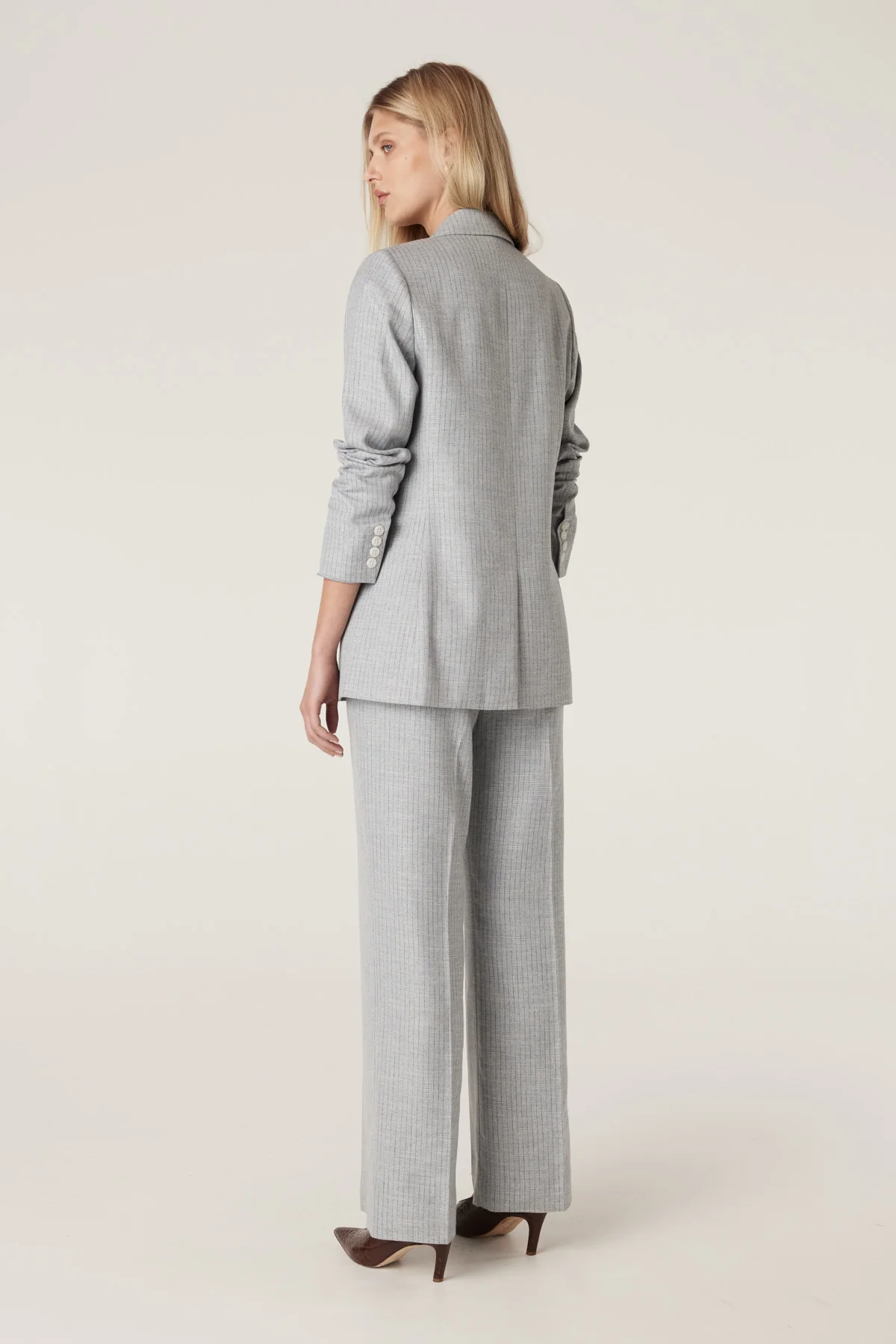Ivy Linen Blazer - Blue Pinstripe - Image 6