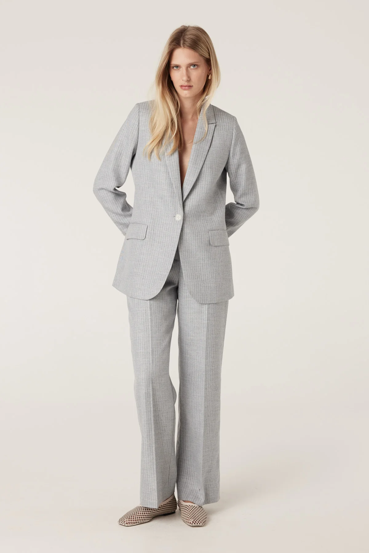 Ivy Linen Pant - Blue Pinstripe - Image 8