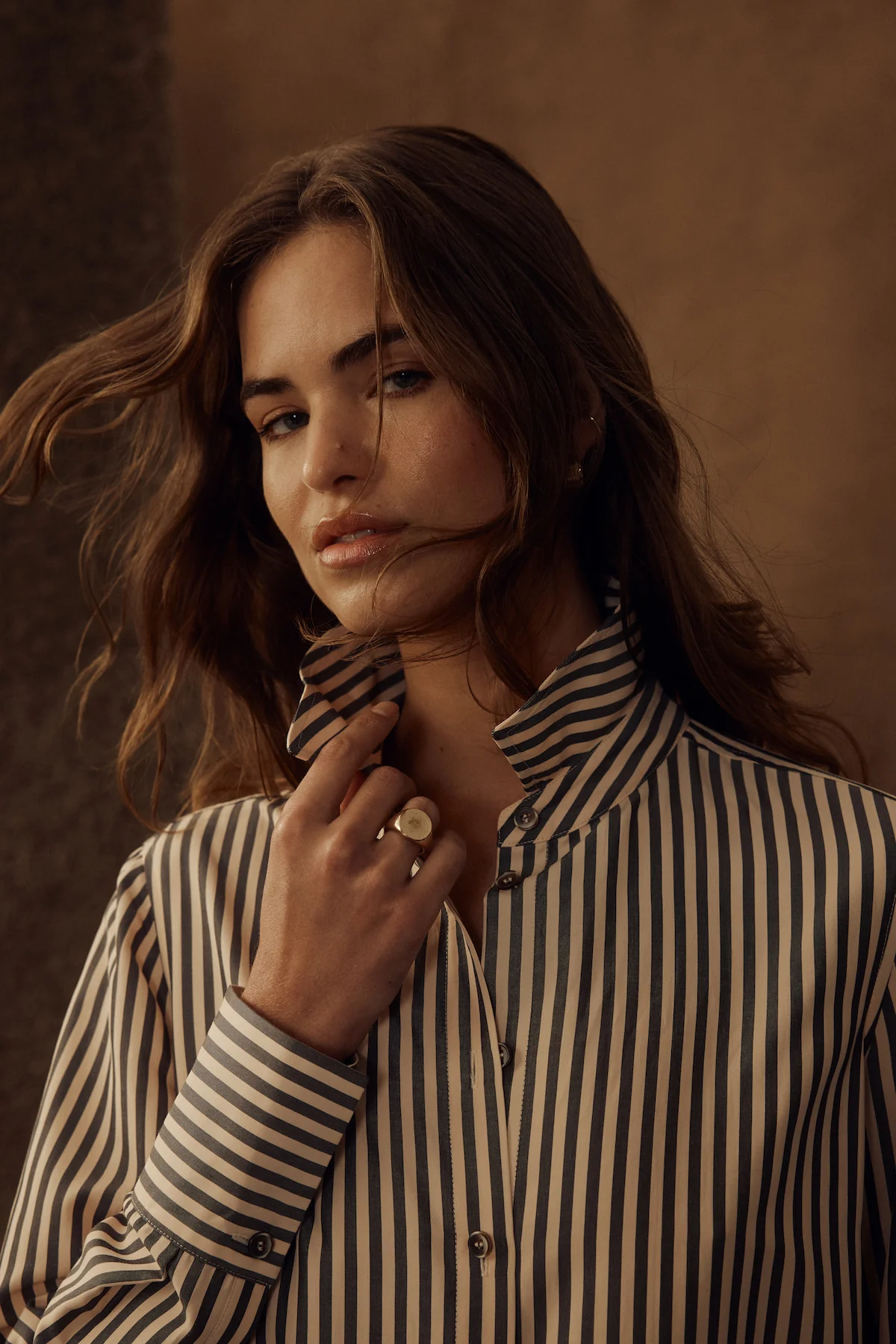 Jamie Stripe Shirt - Khaki Stripe - Image 4