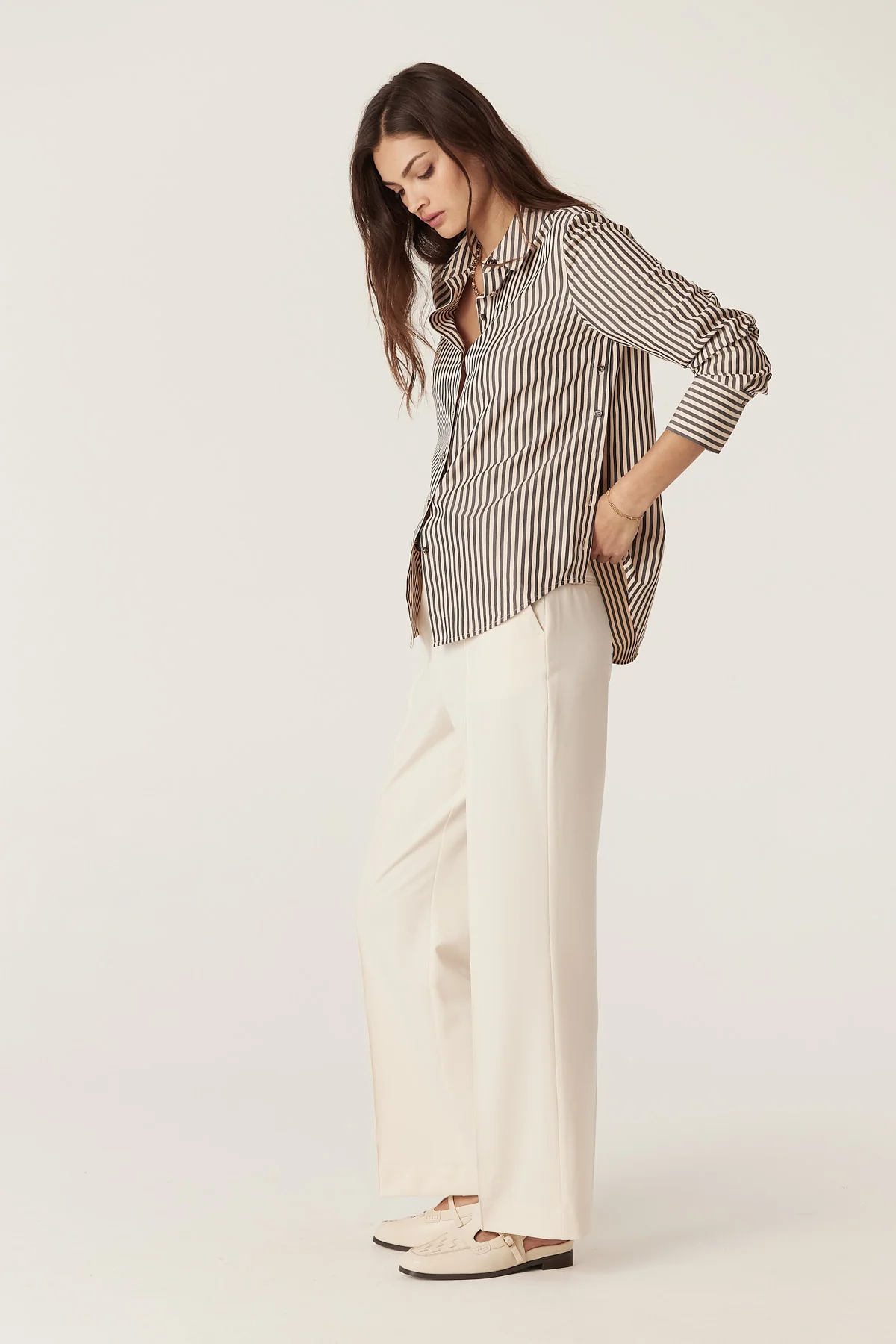 Jamie Stripe Shirt - Khaki Stripe - Image 5