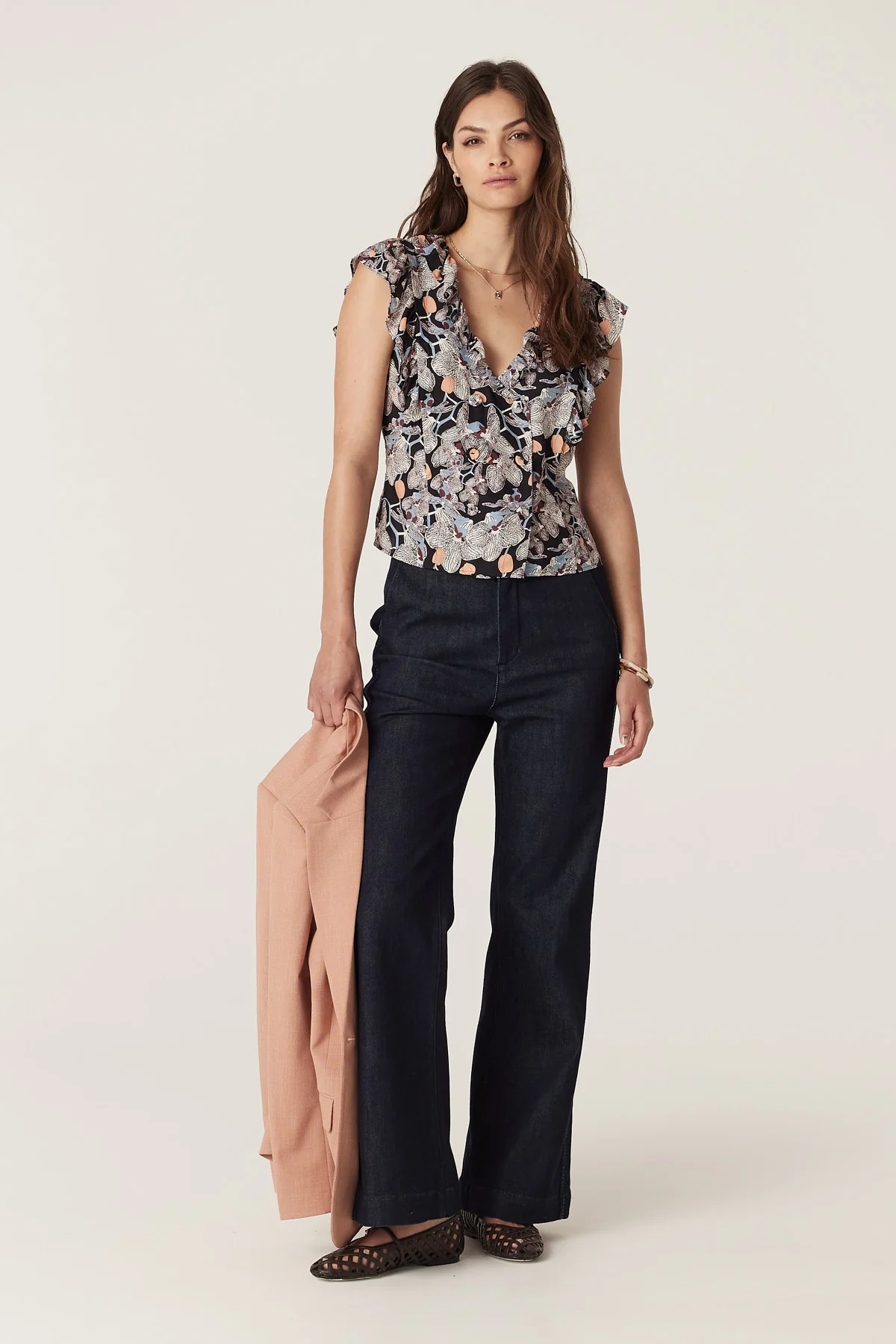 Leigh Frill Top - Orchid Print - Image 4