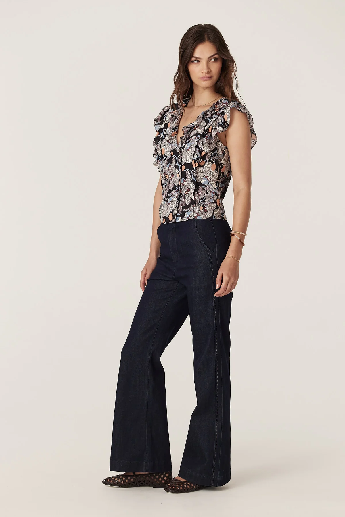 Leigh Frill Top - Orchid Print - Image 5
