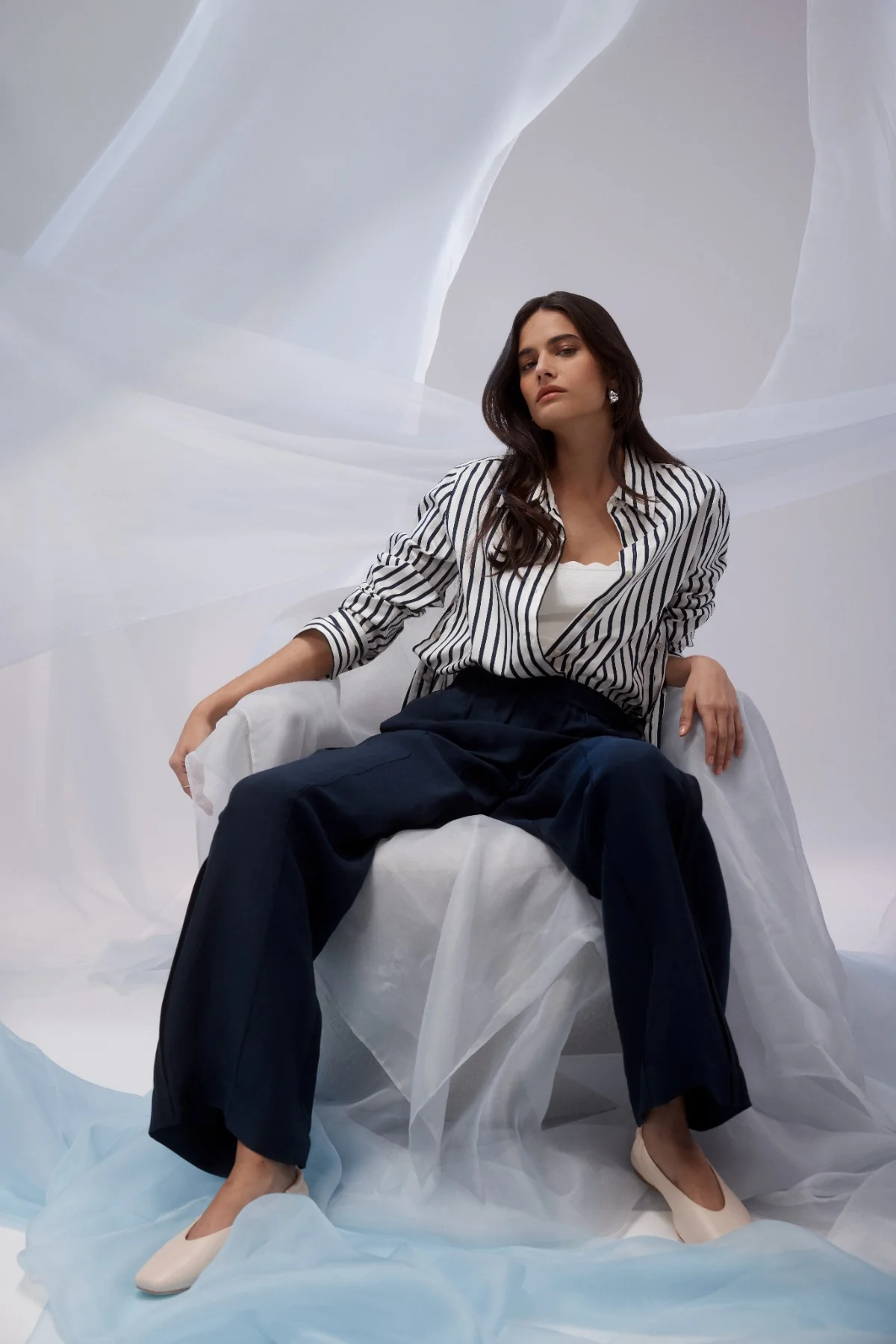 Lina Stripe Shirt - Navy Stripe - Image 3