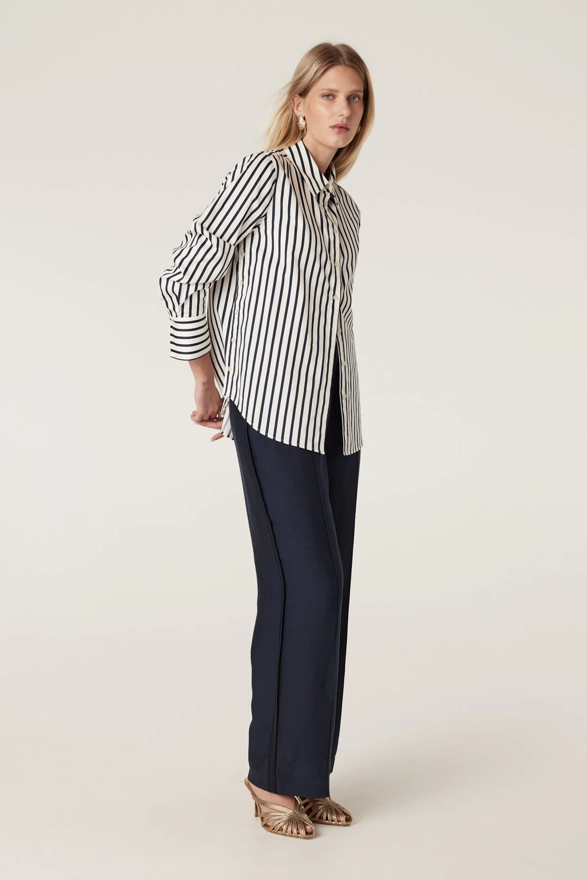Lina Stripe Shirt - Navy Stripe - Image 5