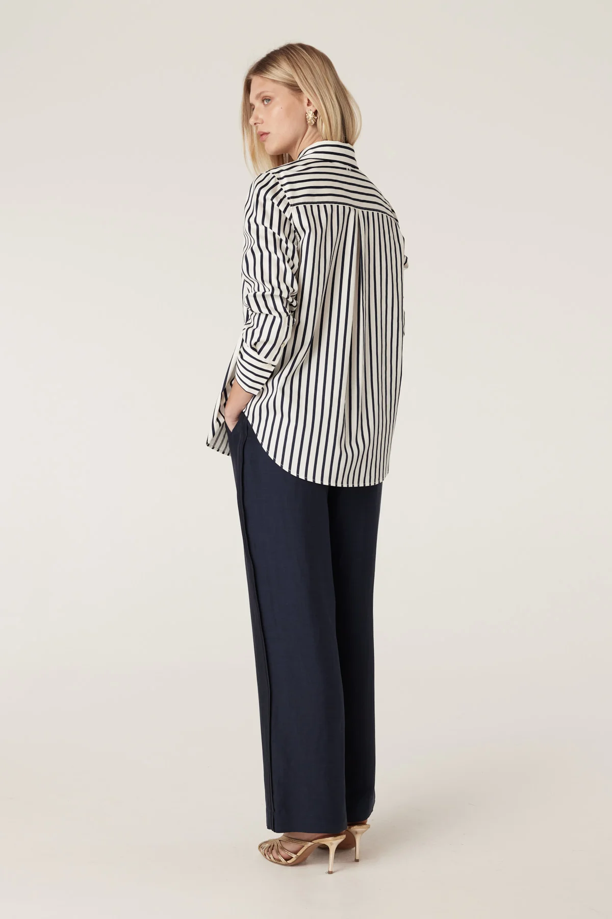 Lina Stripe Shirt - Navy Stripe - Image 6