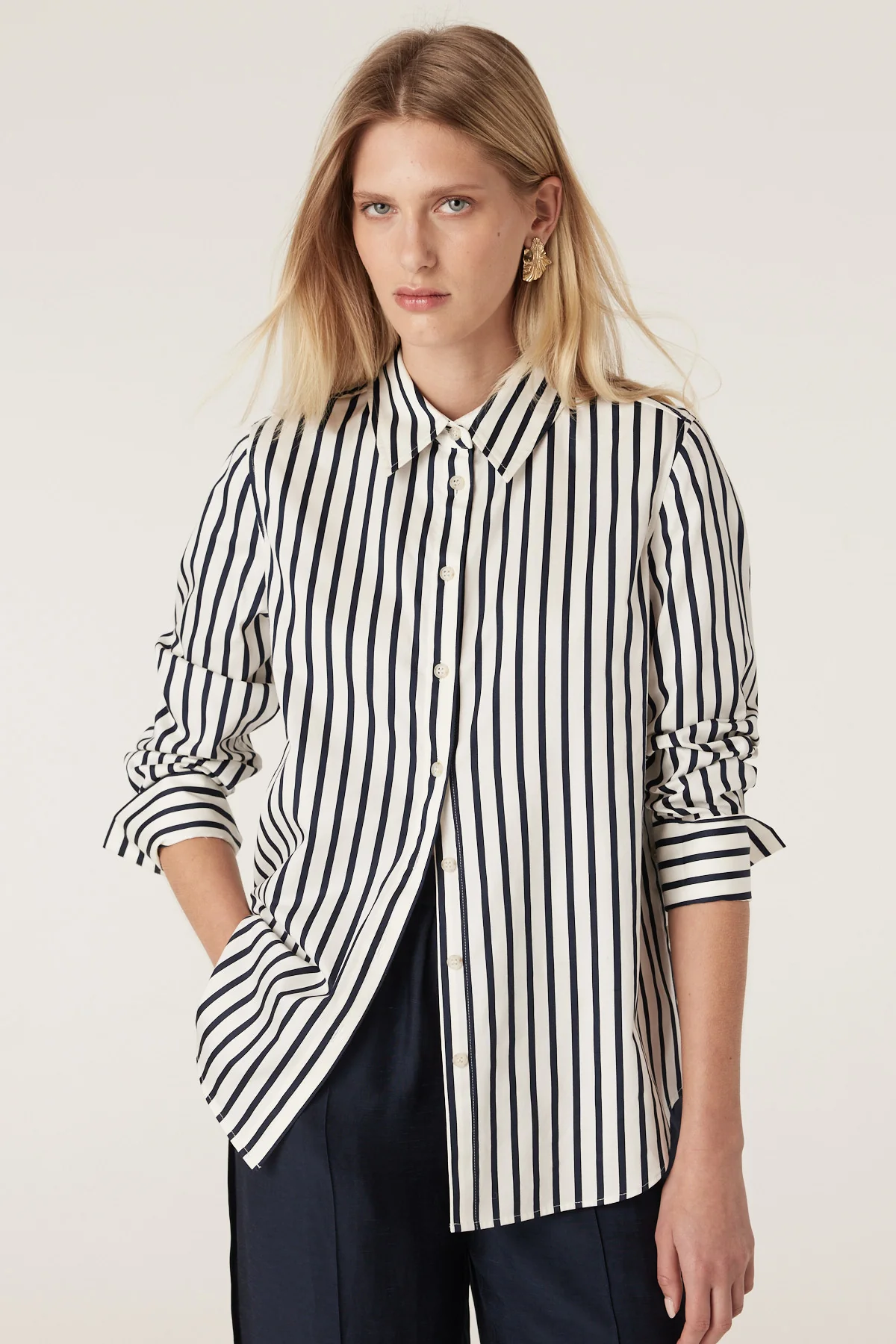 Lina Stripe Shirt - Navy Stripe - Image 7