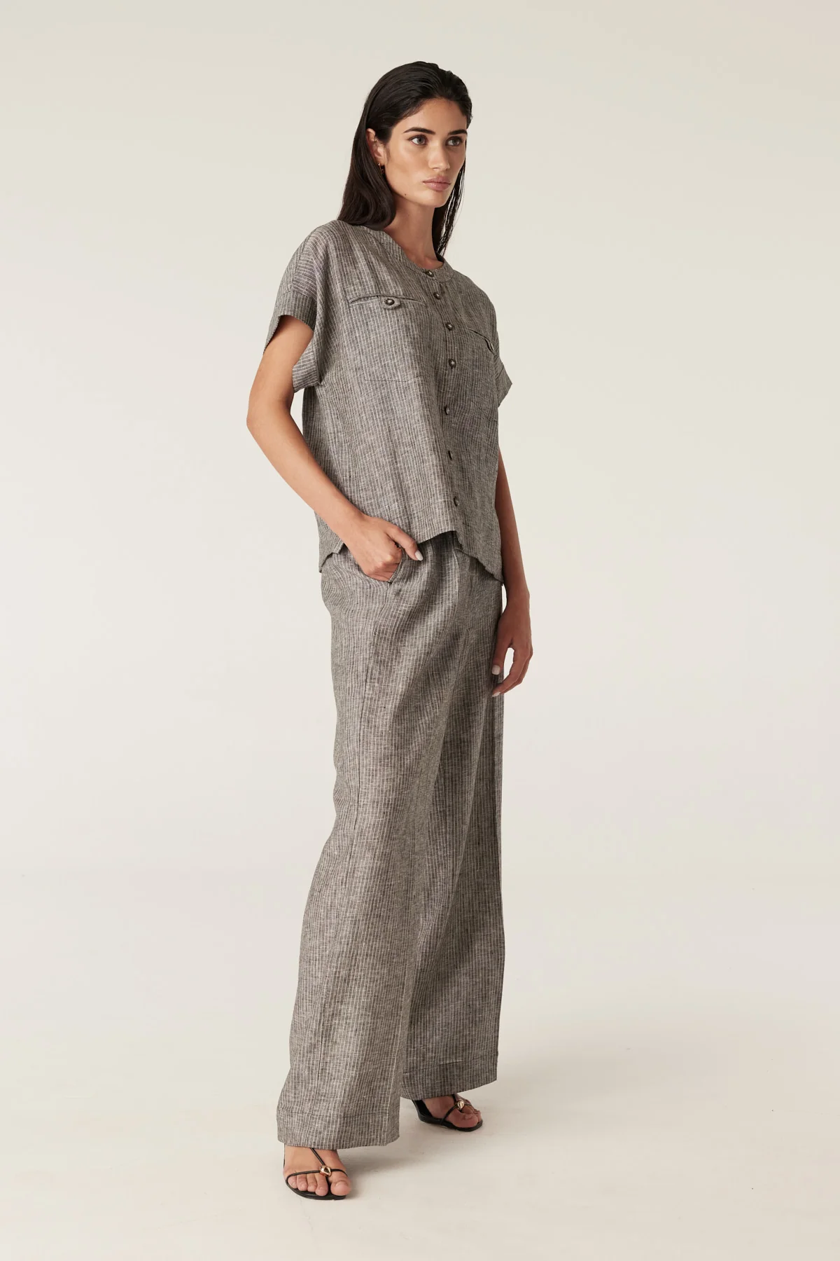 Linden Linen Pant - Slate Pinstripe - Image 4