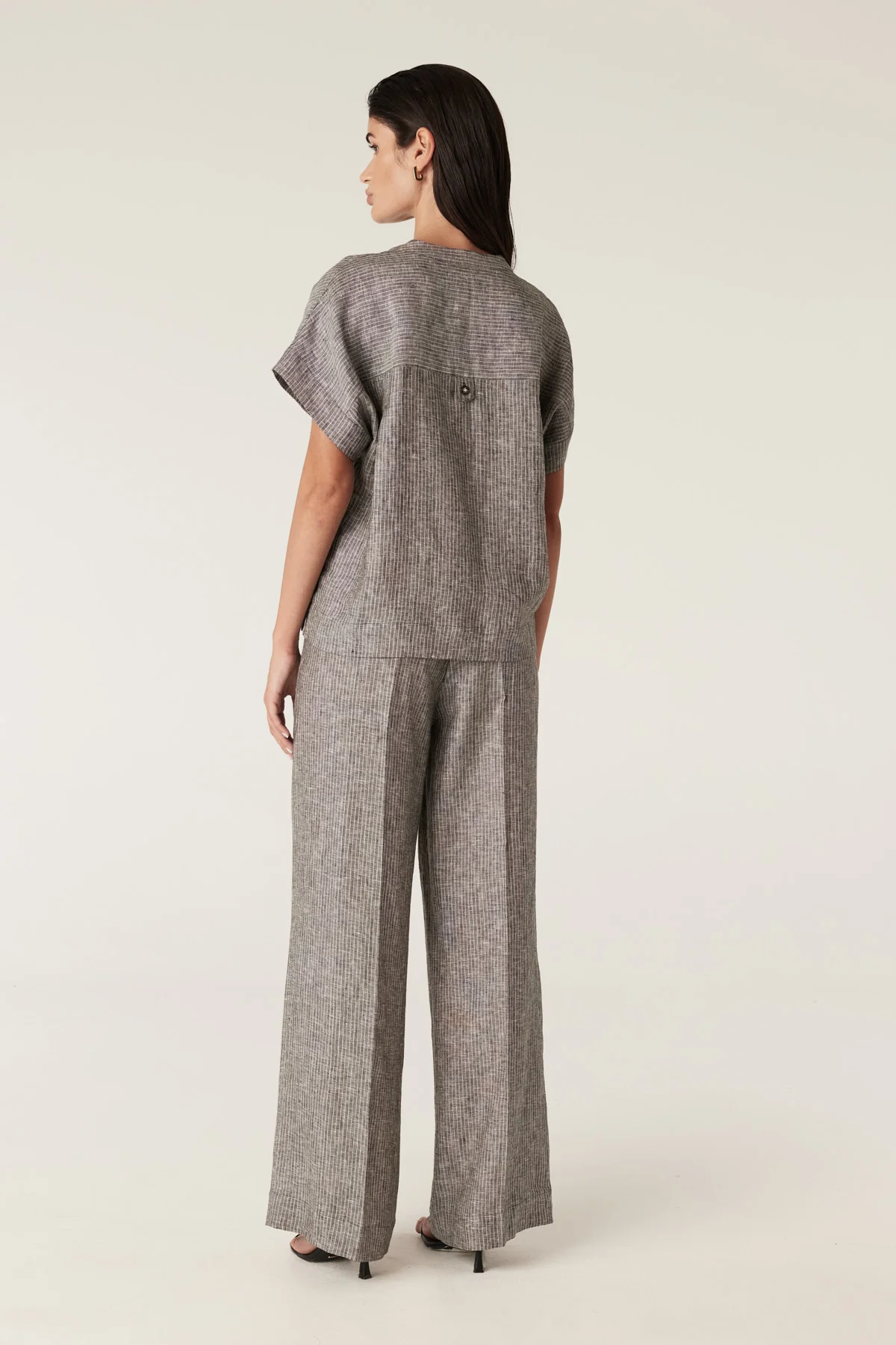 Linden Linen Top - Slate Pinstripe - Image 5