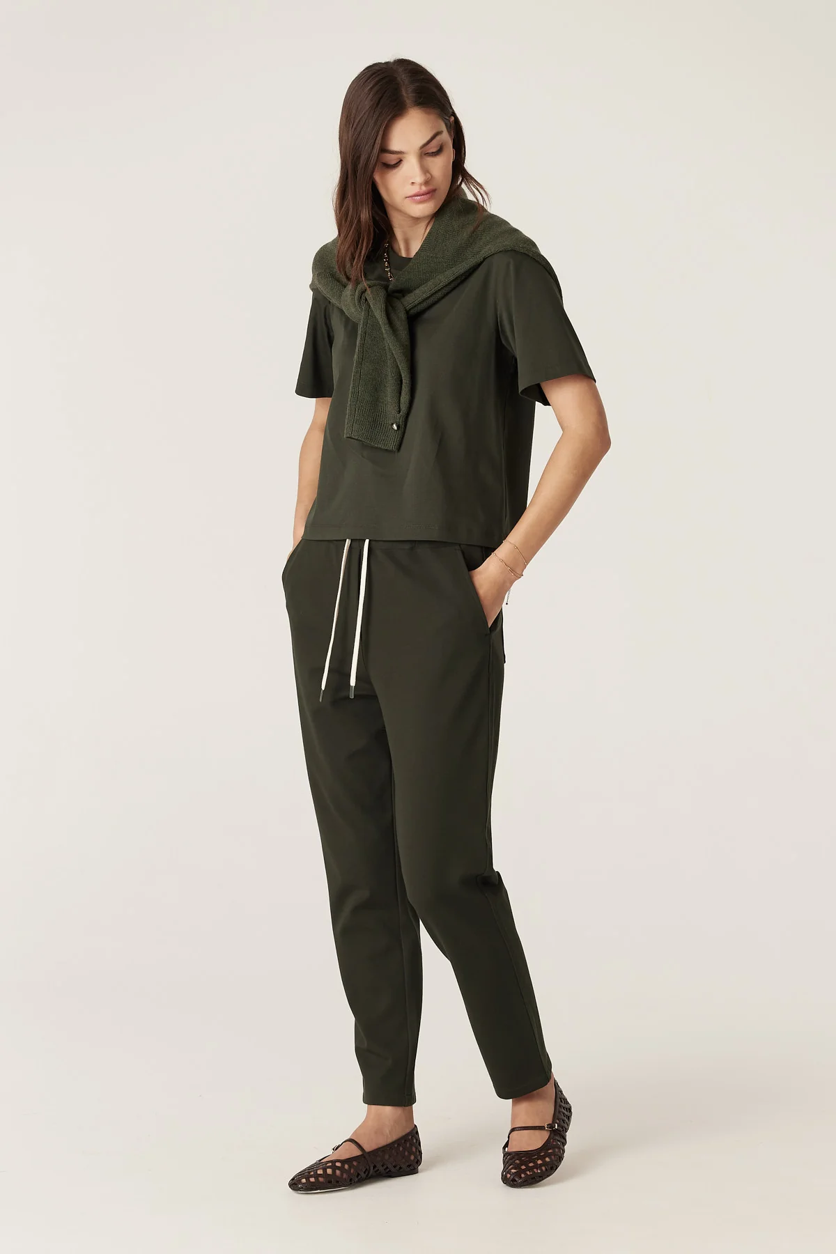 Luca Twill Jogger - Forest Green