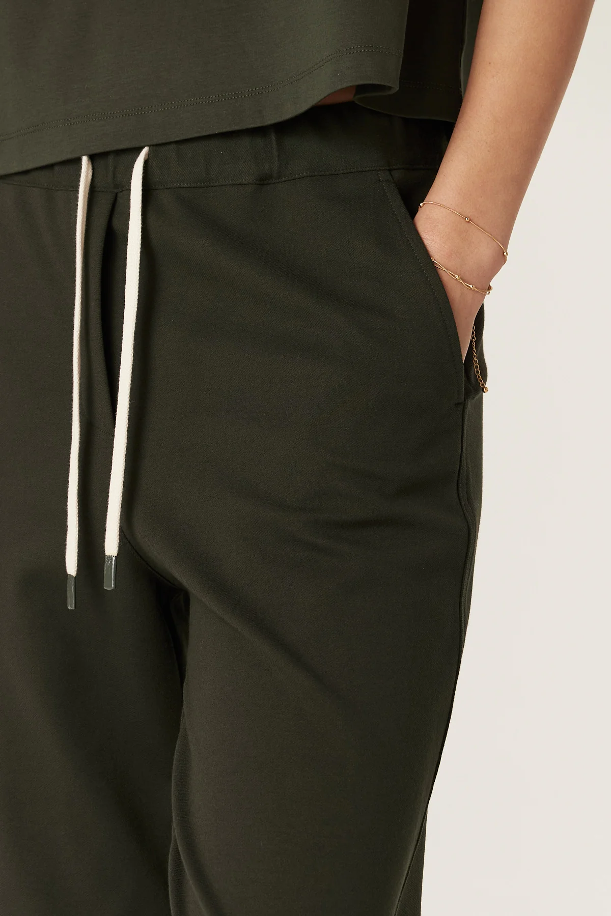 Luca Twill Jogger - Forest Green - Image 3