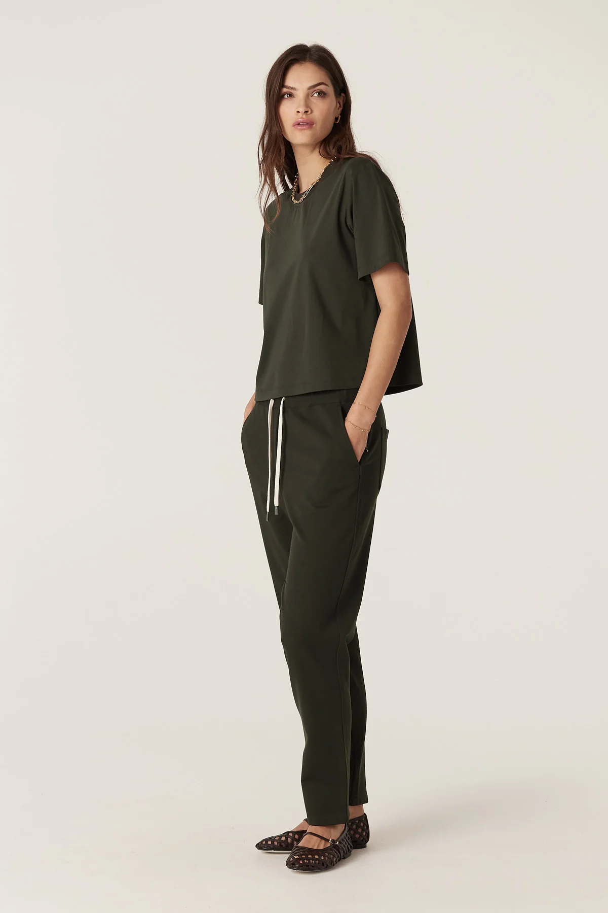 Luca Twill Jogger - Forest Green - Image 4