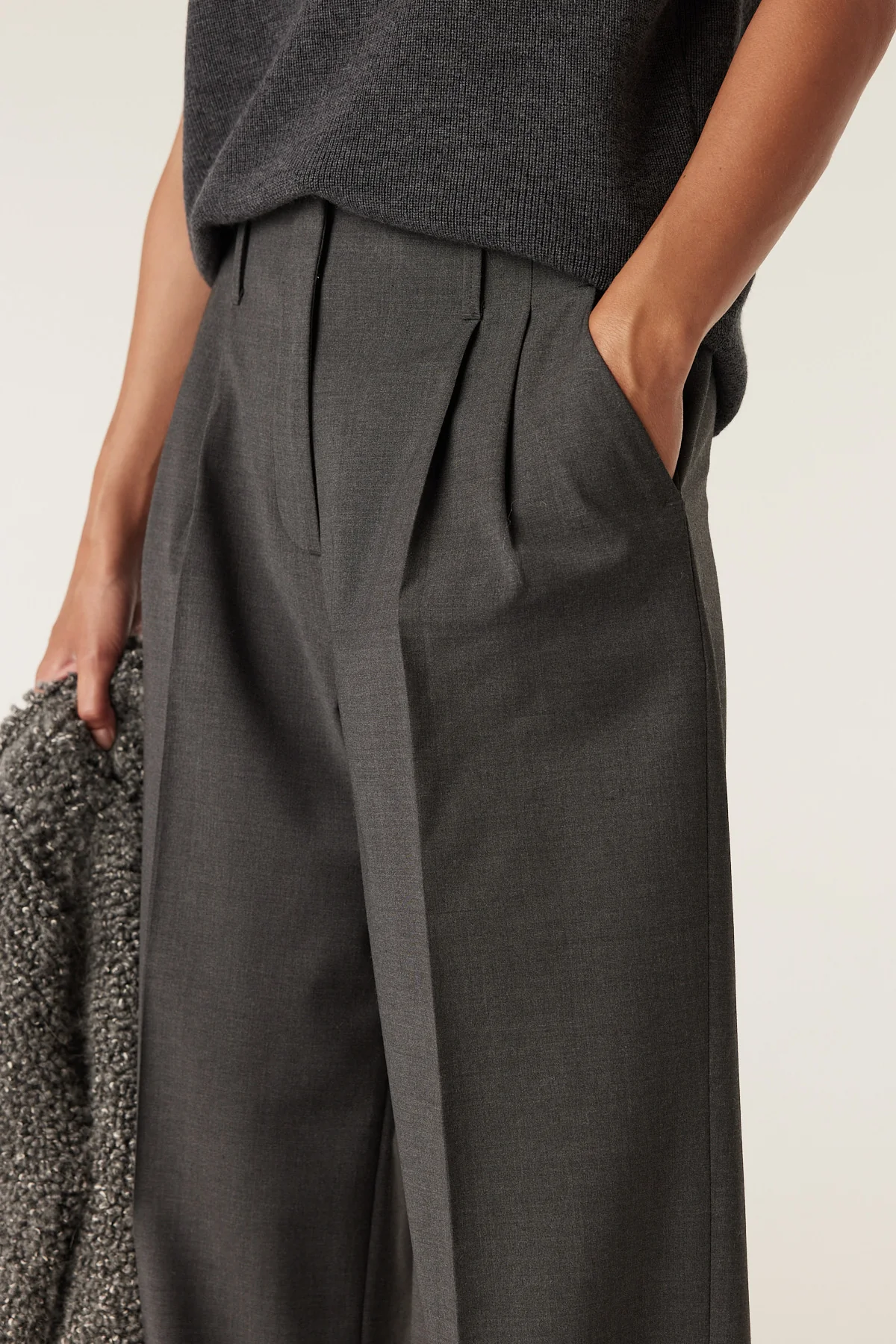 Lyon Wool Pant - Charcoal Marle - Image 5