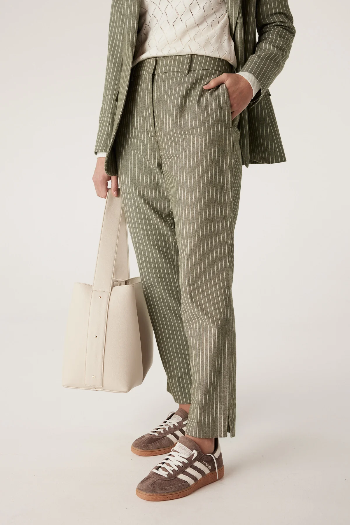 Mosman Pinstripe Pant - Sage Green Pinstripe - Image 4
