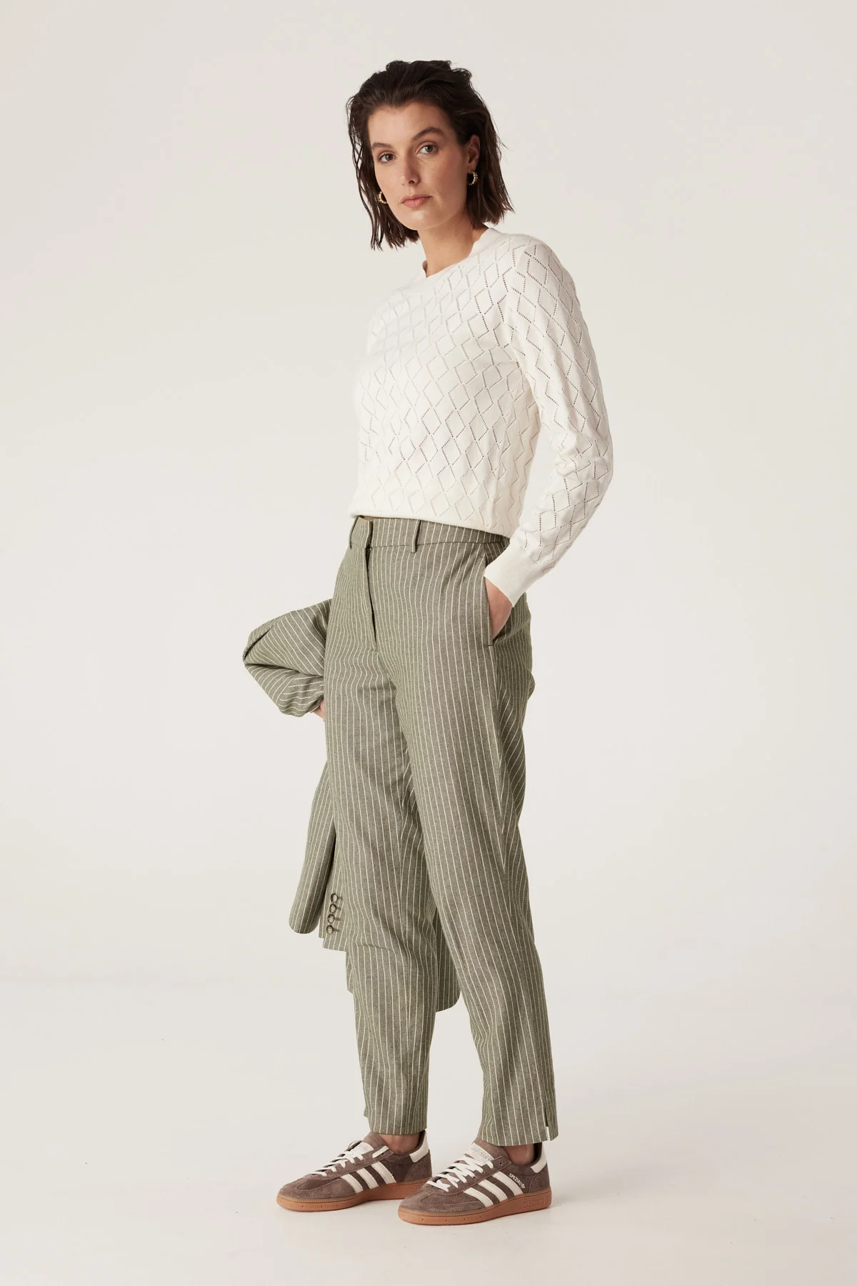Mosman Pinstripe Pant - Sage Green Pinstripe - Image 5