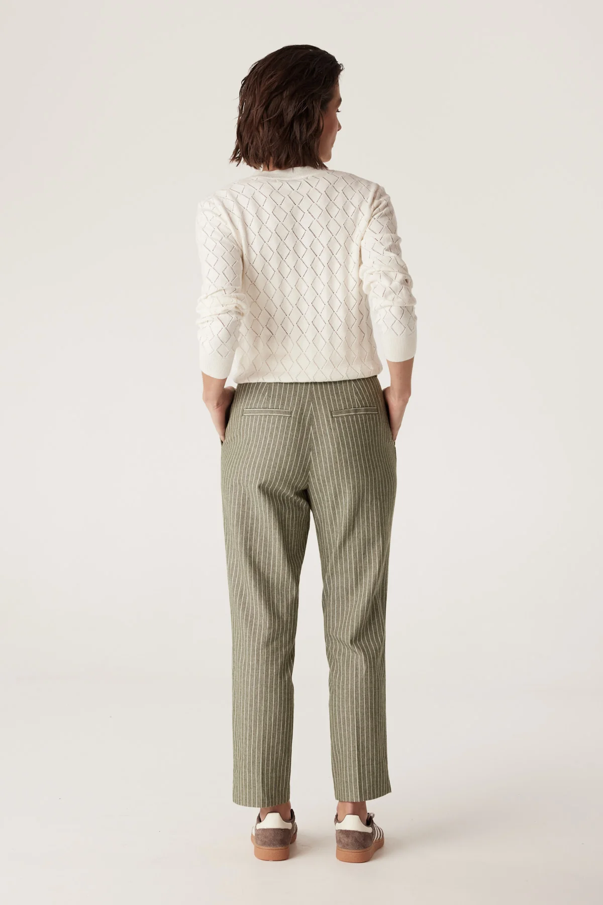 Mosman Pinstripe Pant - Sage Green Pinstripe - Image 6
