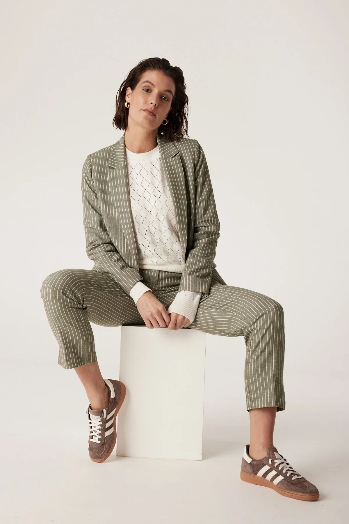 Mosman Pinstripe Pant - Sage Green Pinstripe - Image 7