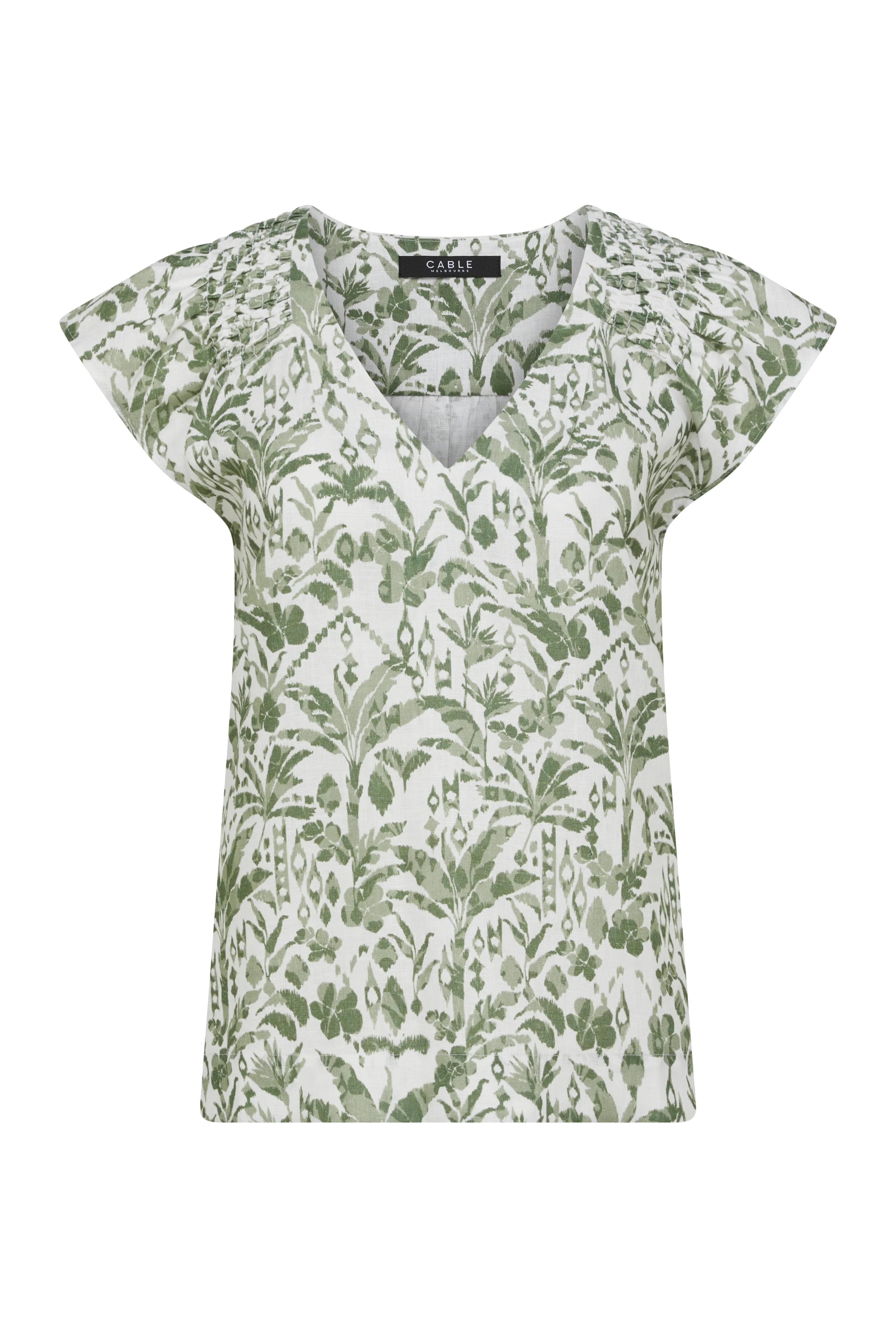 Oasis Linen Top - Palm Print - Image 2