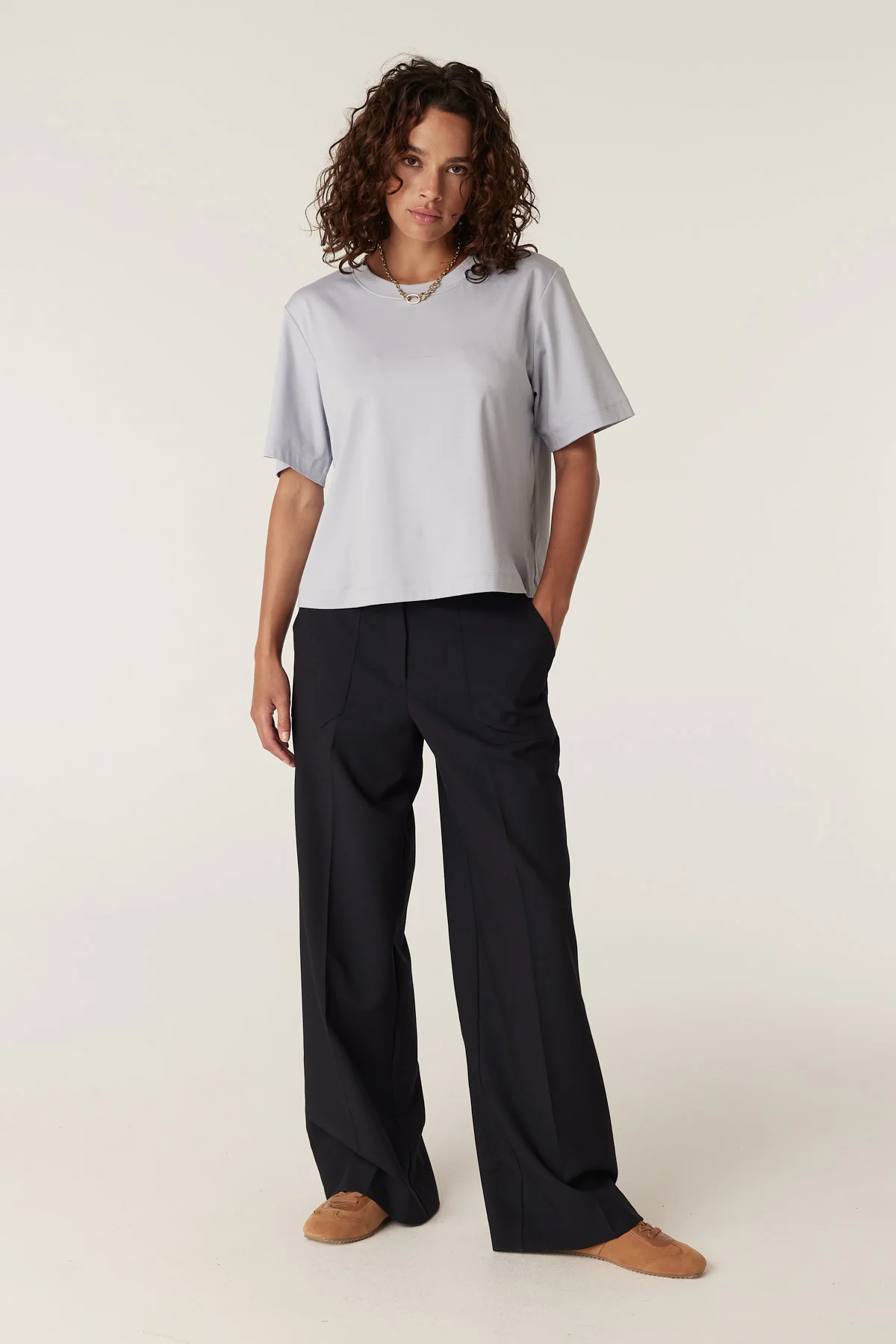 Pima Boxy Tee - Chalk Blue
