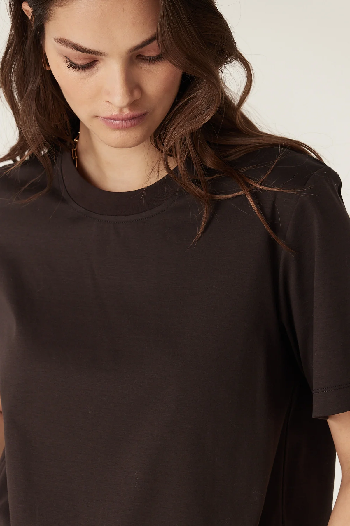 Pima Boxy Tee - Espresso - Image 3