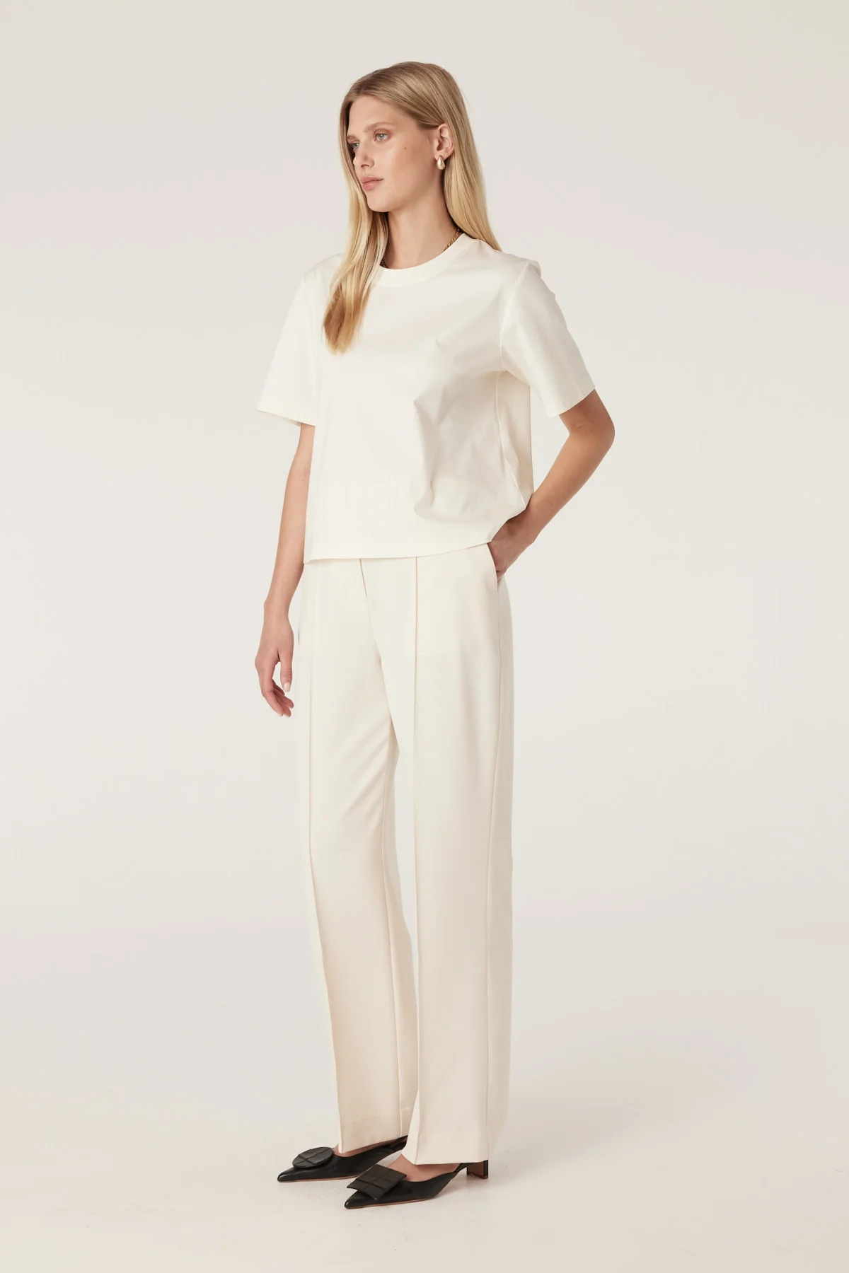 Pima Boxy Tee - Ecru - Image 6