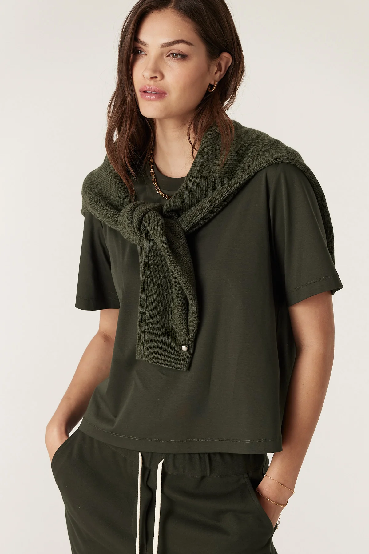 Pima Boxy Tee - Forest Green - Image 3