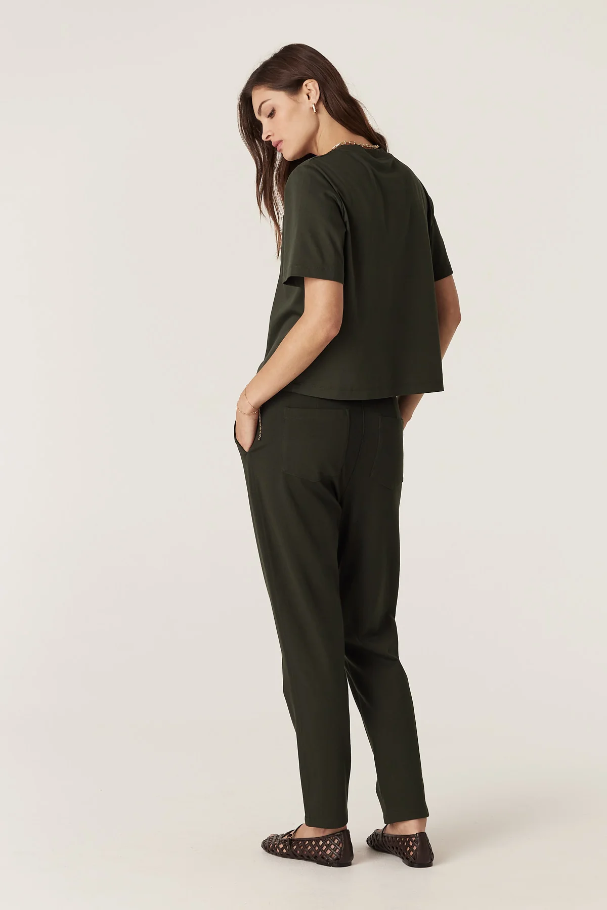 Pima Boxy Tee - Forest Green - Image 5
