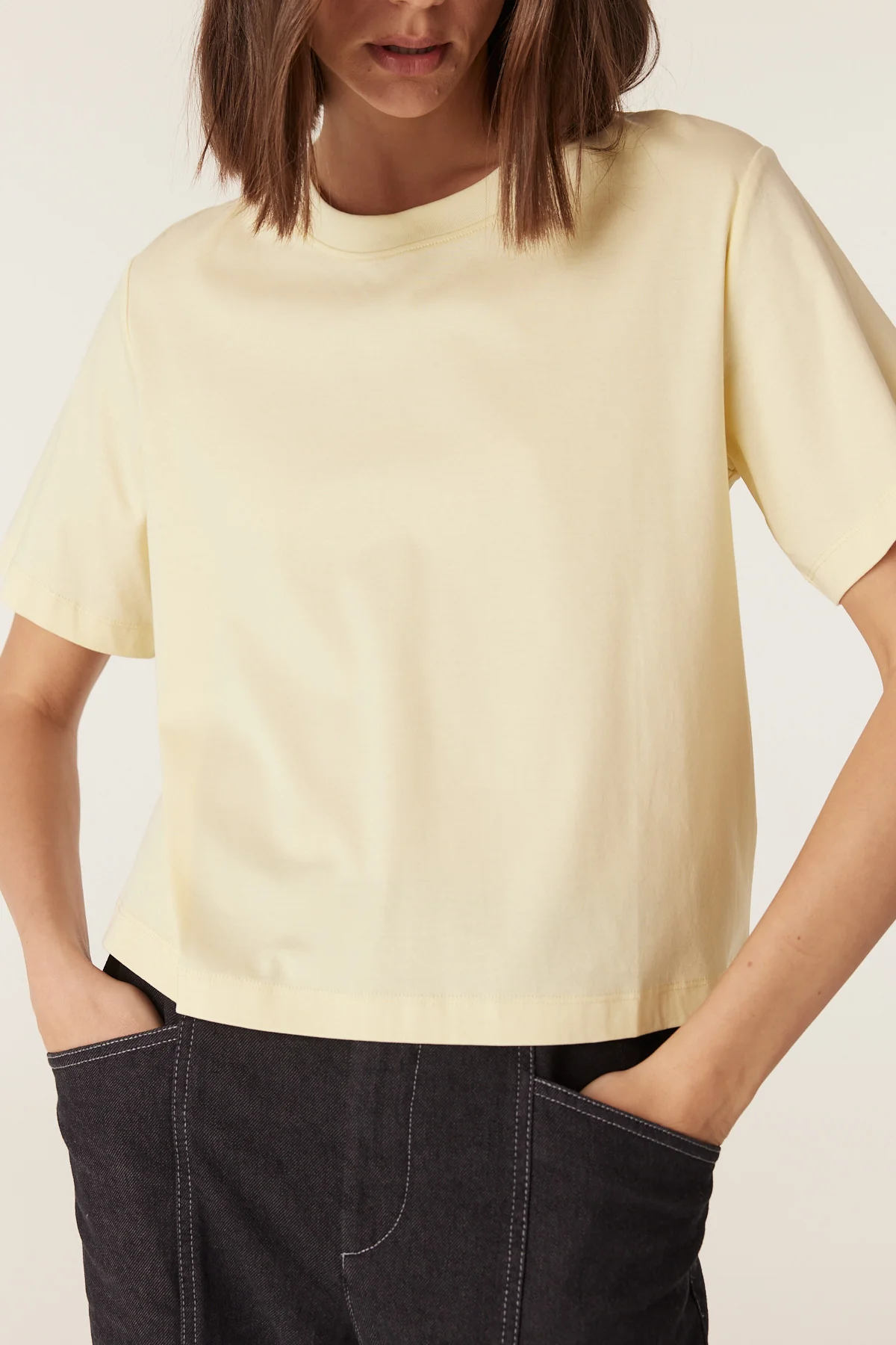 Pima Cotton Boxy Tee - Yellow - Image 3