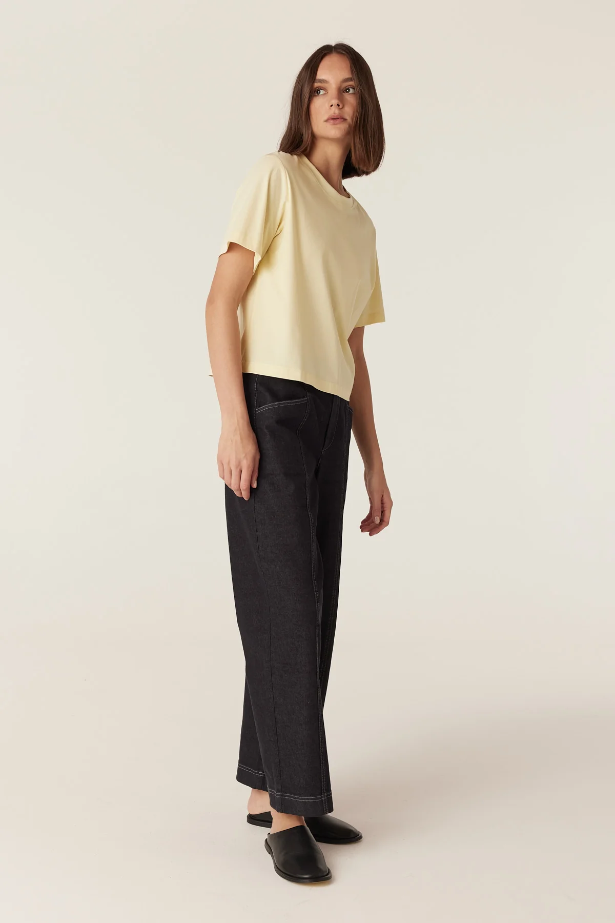 Pima Cotton Boxy Tee - Yellow - Image 4
