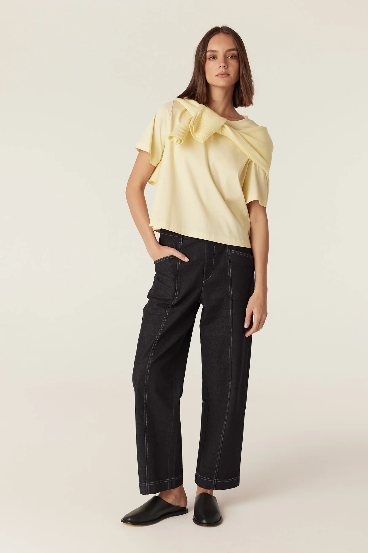 Pima Cotton Boxy Tee - Yellow - Image 6