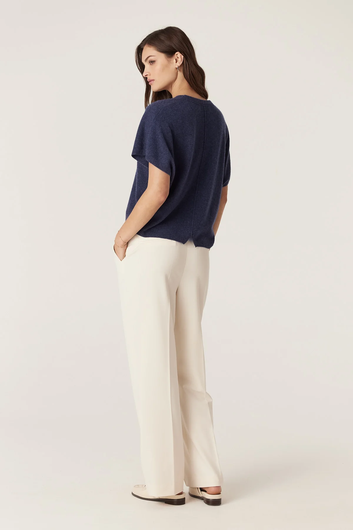 Pure Cashmere Relaxed Knit Top - Denim - Image 5