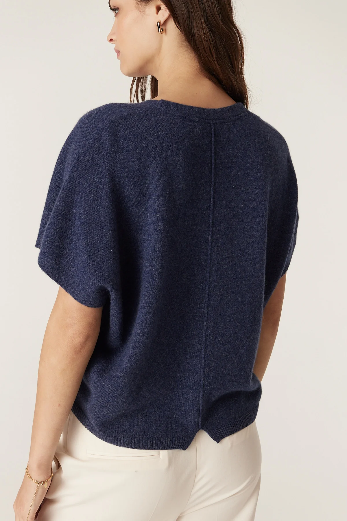 Pure Cashmere Relaxed Knit Top - Denim - Image 6