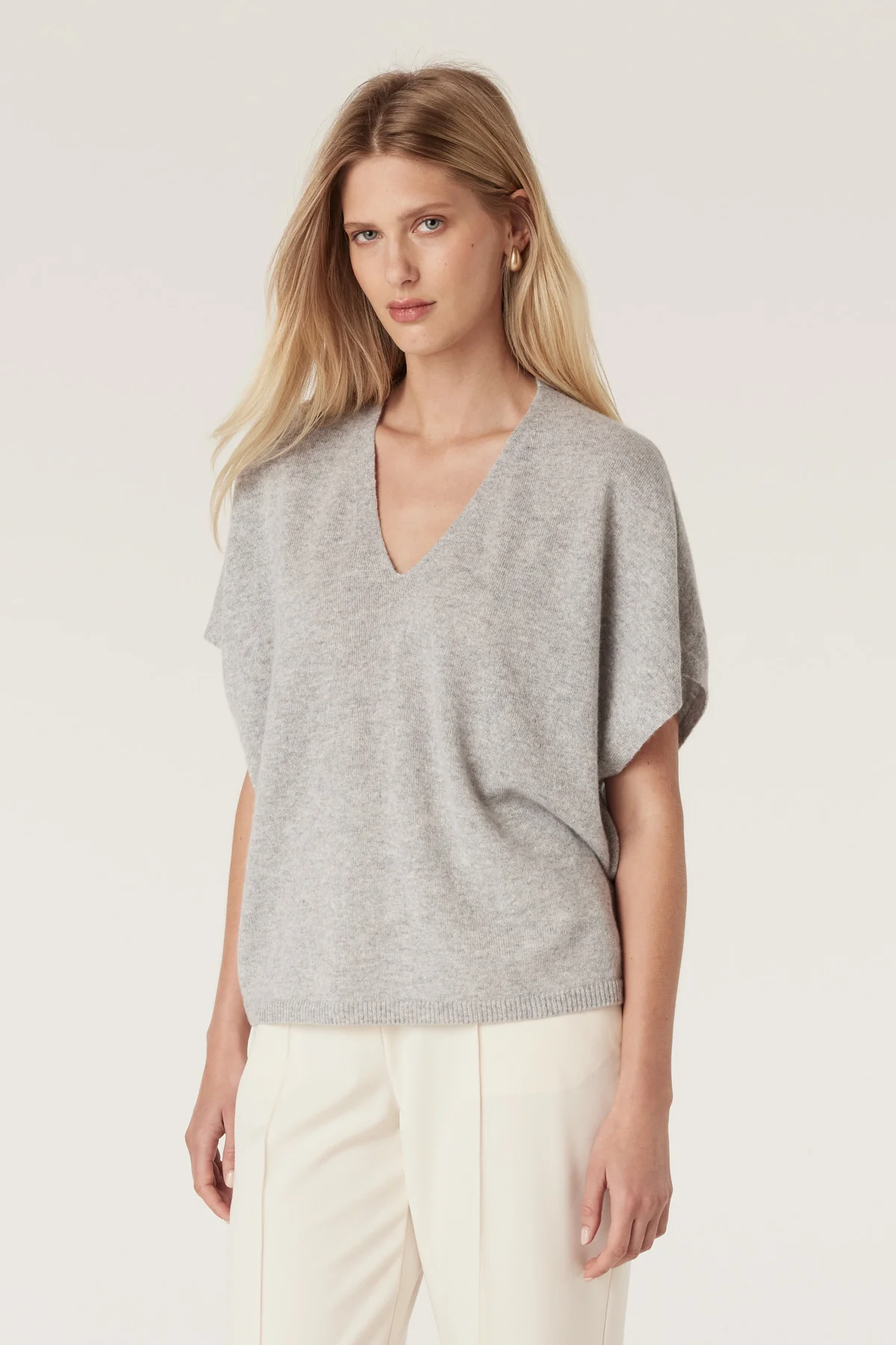 Pure Cashmere Relaxed Top - Grey Marle