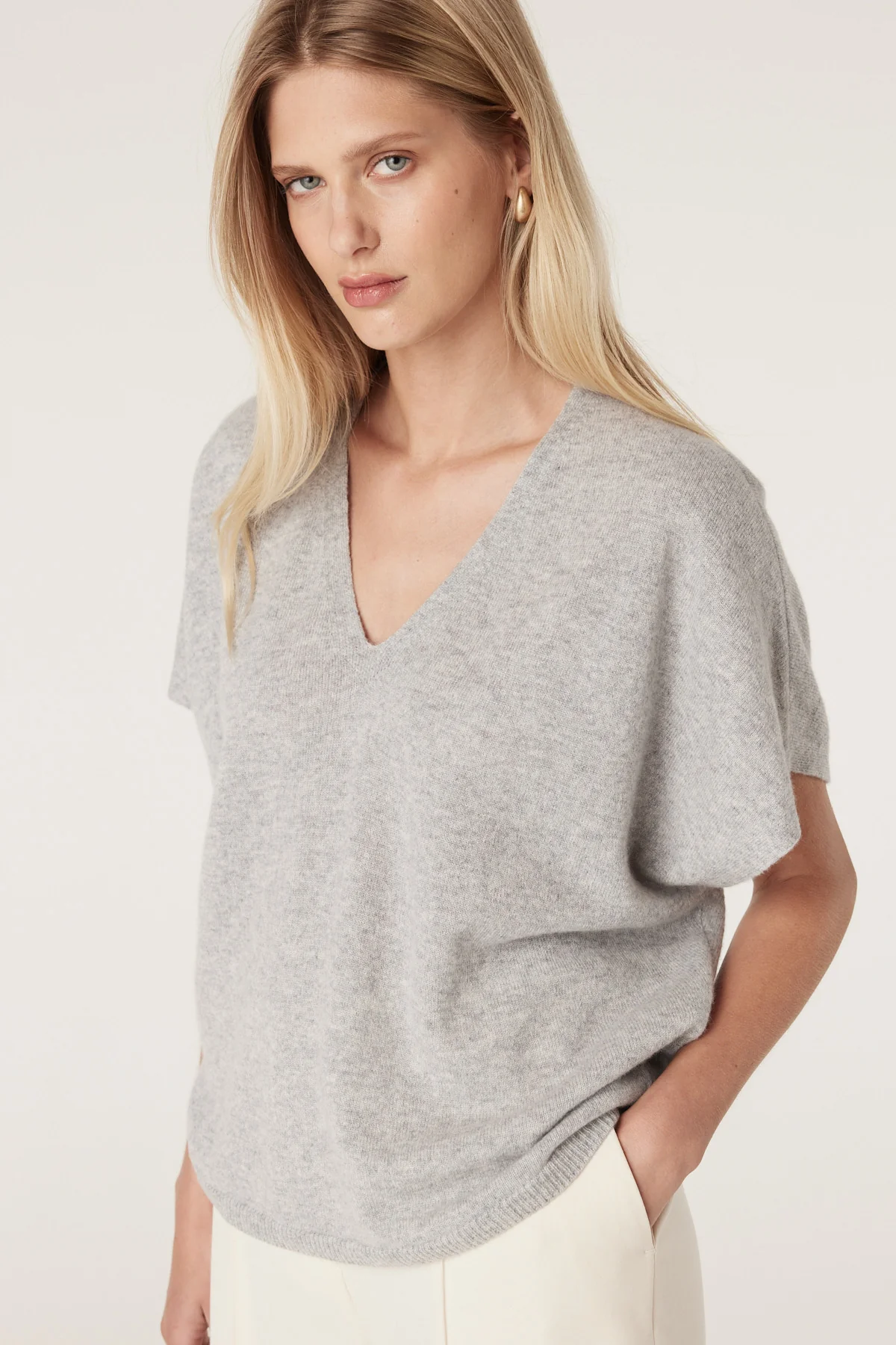 Pure Cashmere Relaxed Top - Grey Marle - Image 2