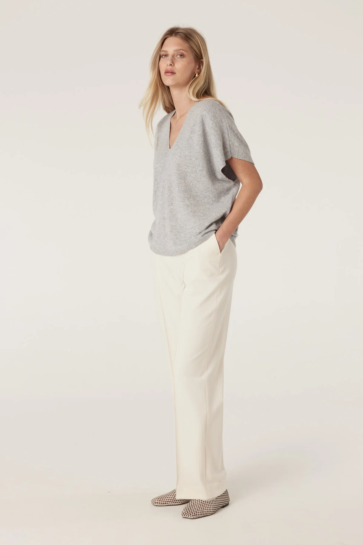 Pure Cashmere Relaxed Top - Grey Marle - Image 3