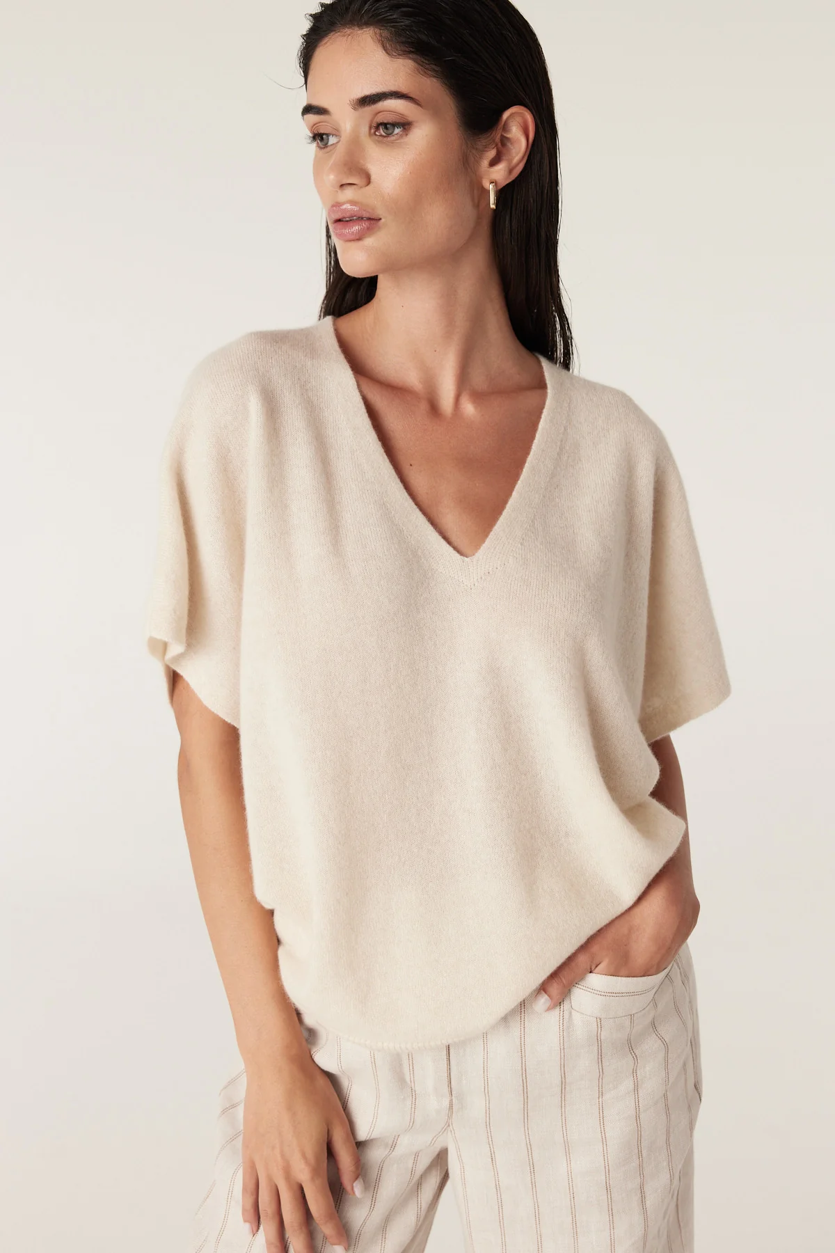 Pure Cashmere Relaxed Top - Oatmeal - Image 3
