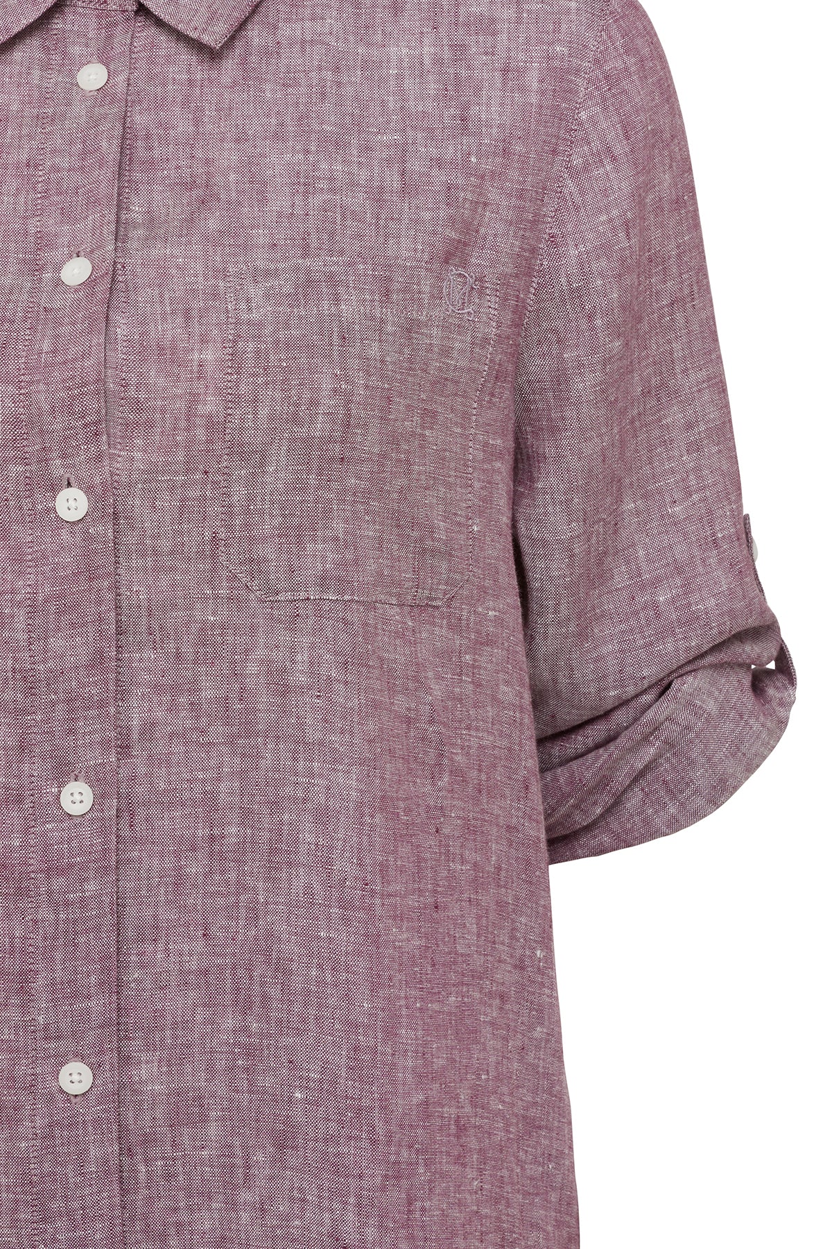 Pure Linen Shirt Dress - Berry - Image 8
