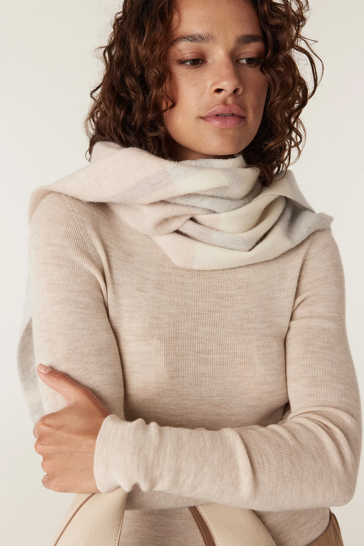 Pure Wool Scarf - Blush Check - Image 4