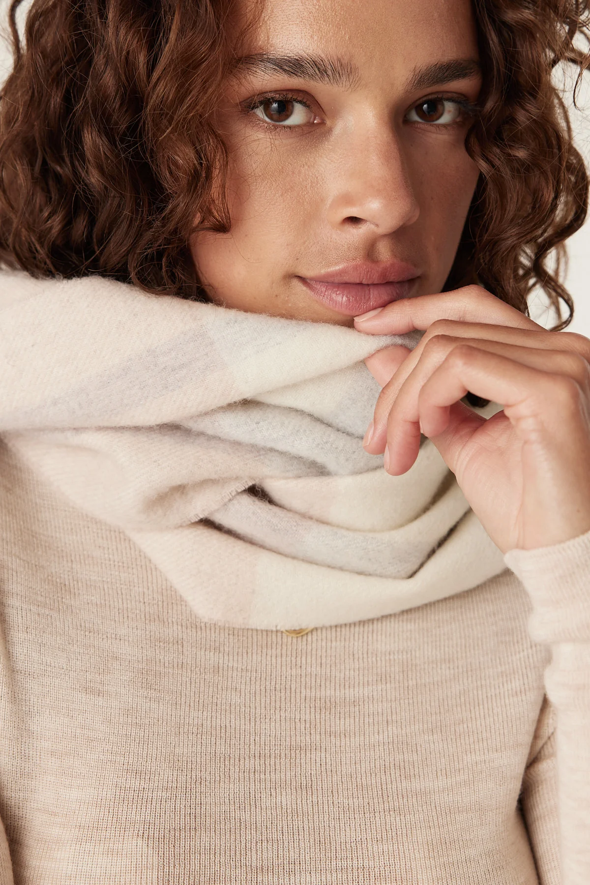 Pure Wool Scarf - Blush Check - Image 5