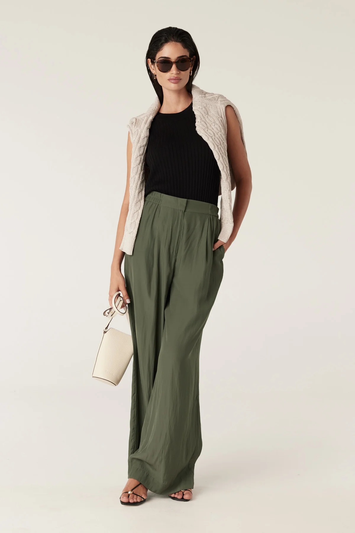 Reed Wide Leg Pant - Olive - Image 6