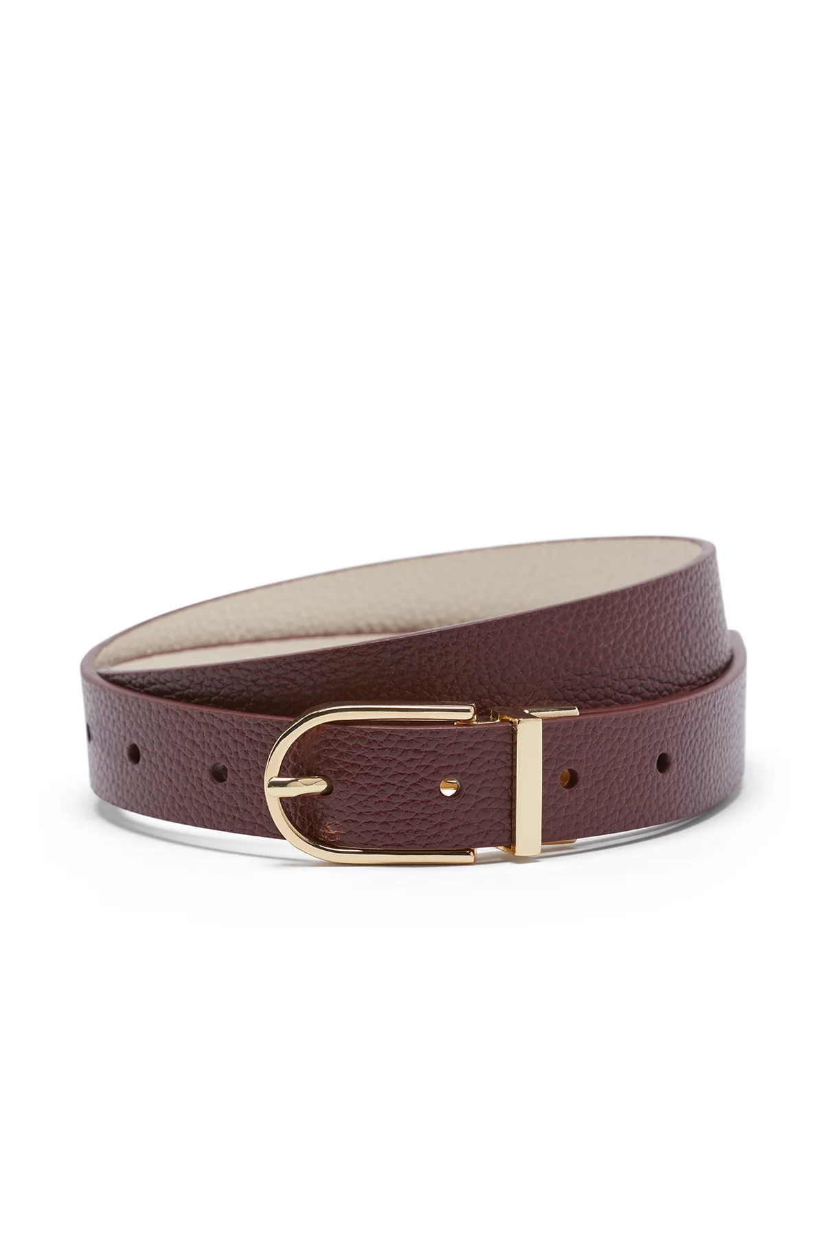 Reversible Leather Belt - Ecru and Port - Image 2