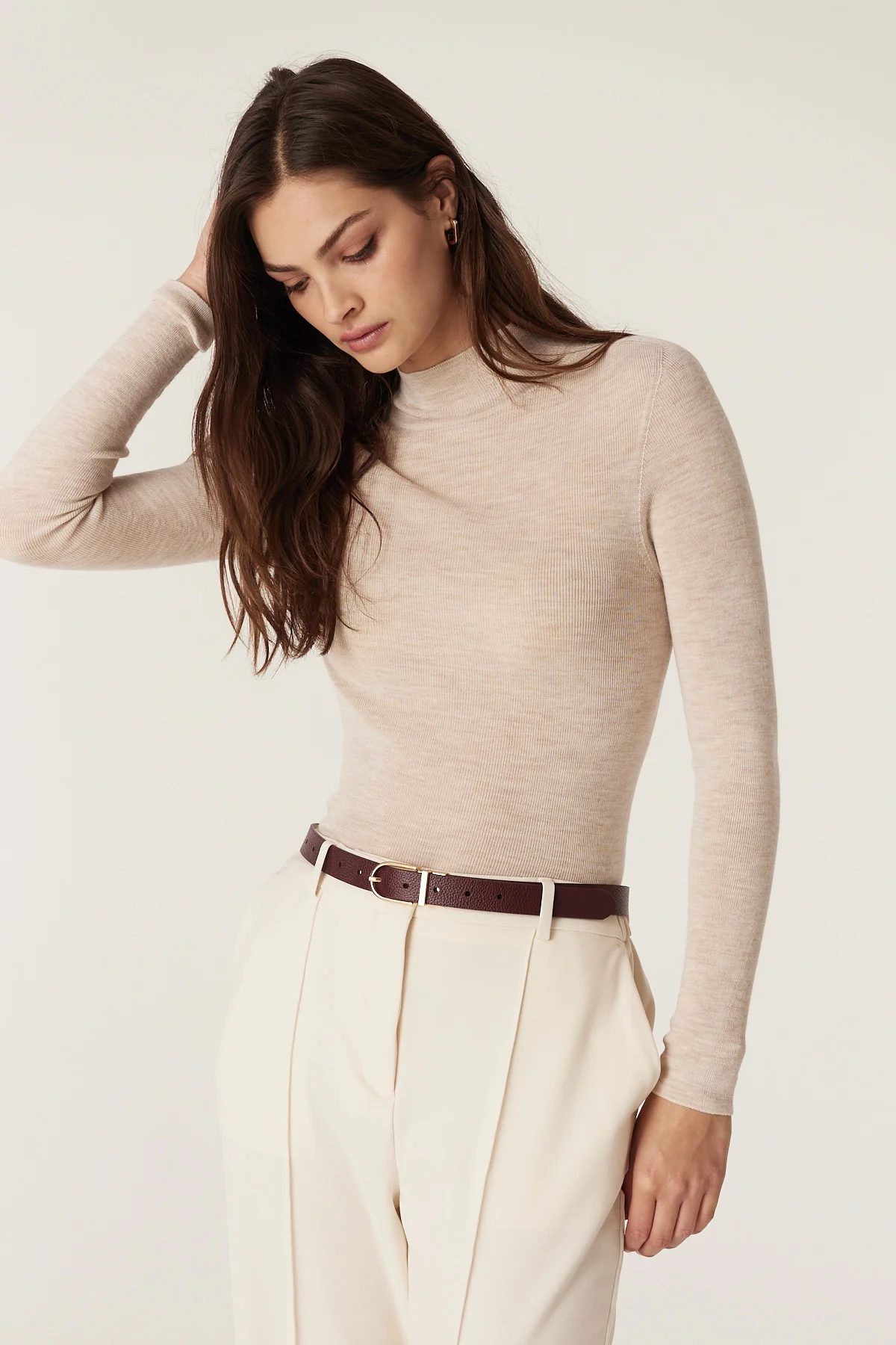 Reversible Leather Belt - Ecru and Port - Image 5