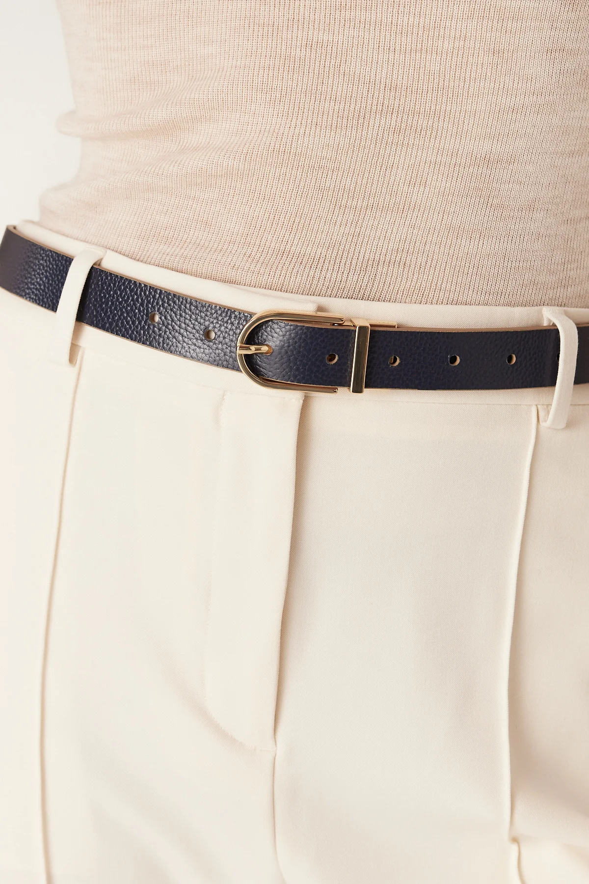 Reversible Leather Belt - Tan and Navy