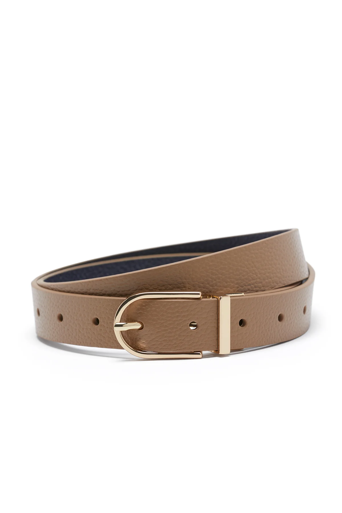 Reversible Leather Belt - Tan and Navy - Image 3
