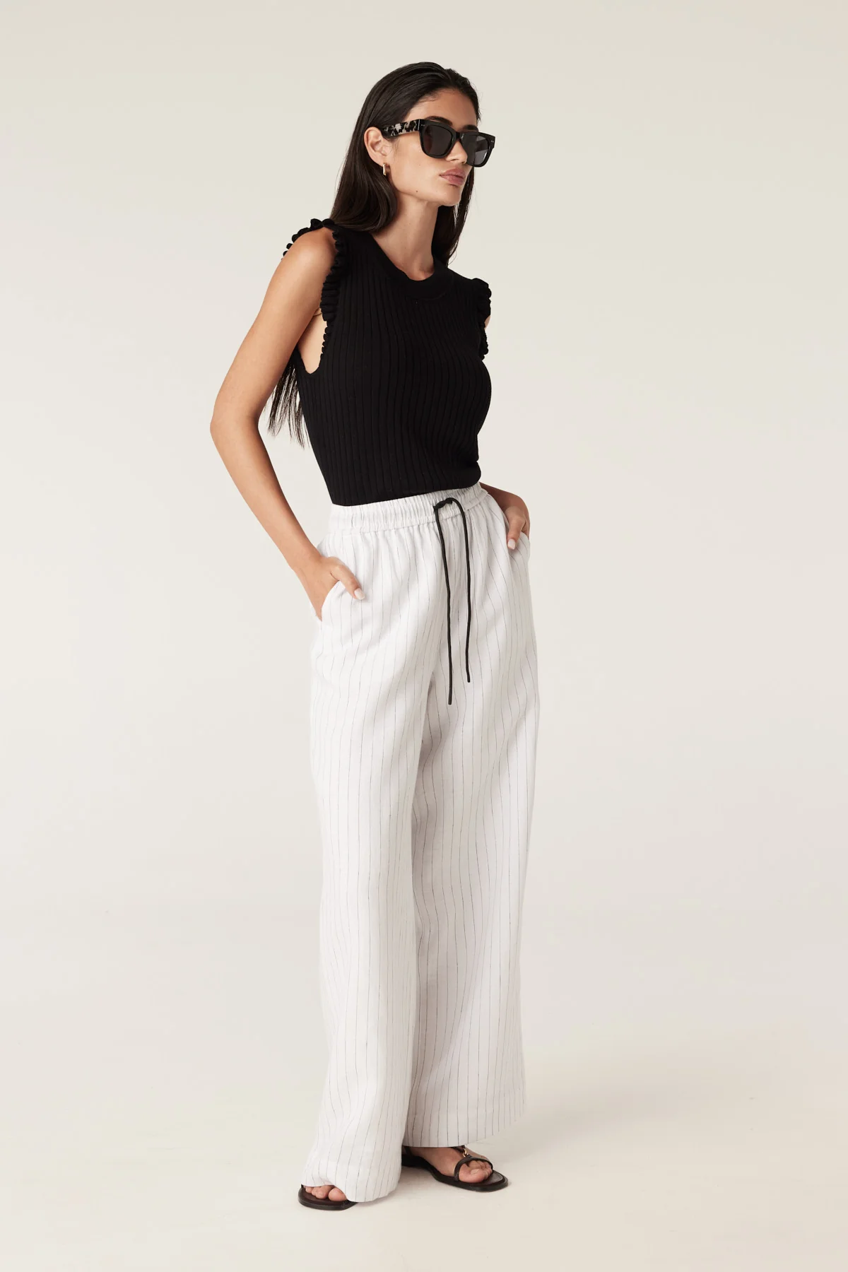Sail Linen Pant - White Pinstripe - Image 4