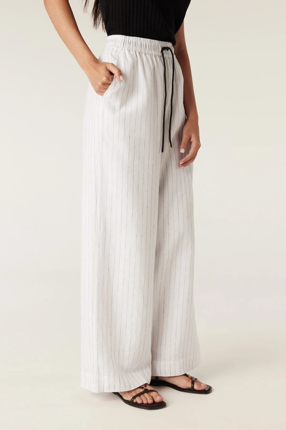 Sail Linen Pant - White Pinstripe - Image 6