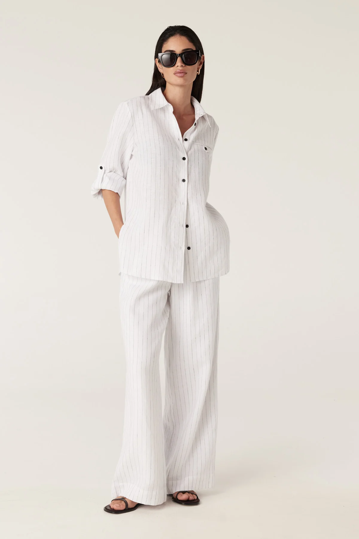 Sail Linen Pant - White Pinstripe - Image 7