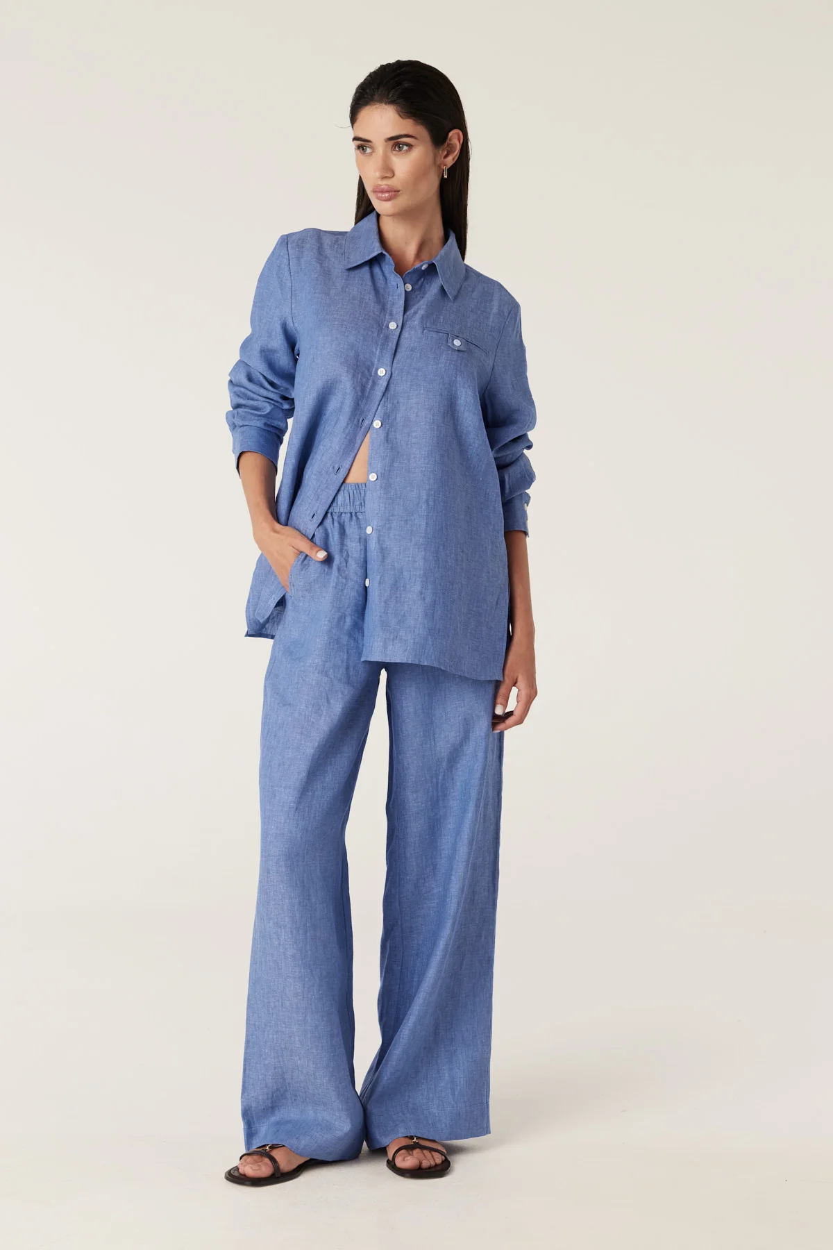 Sail Linen Shirt - Blue Marle