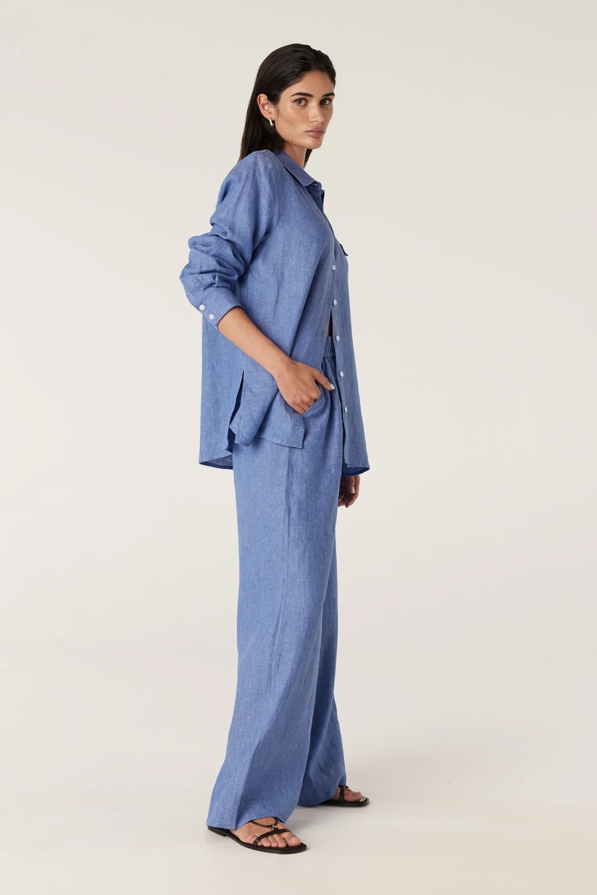 Sail Linen Shirt - Blue Marle - Image 3